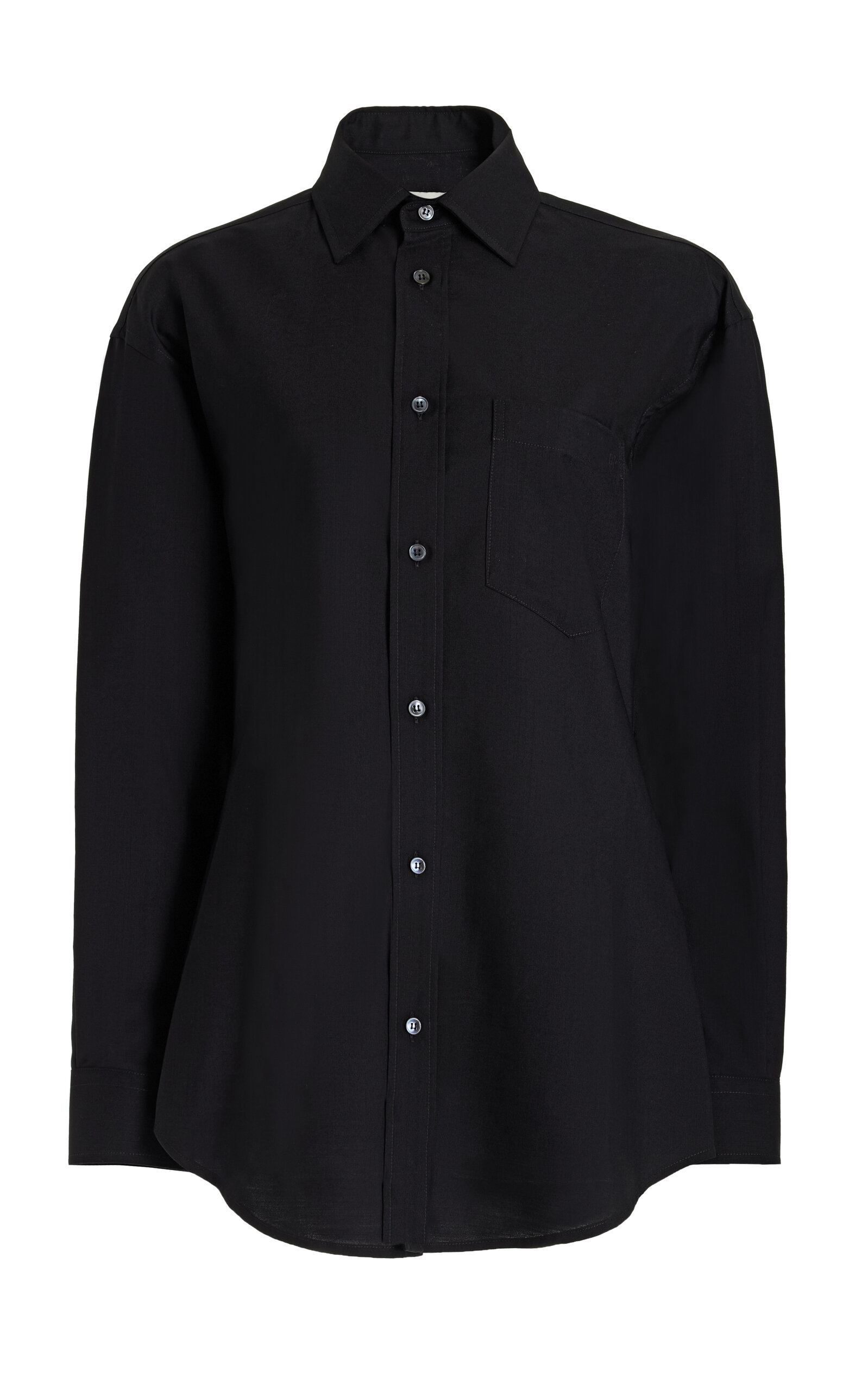 Shop Darkpark Anne Tailored Lightweight Wool Shirt In Black