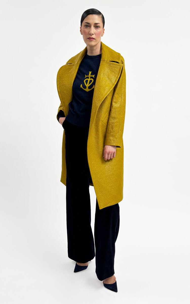 Martin Grant Tailored Linen-blend Cocoon Coat In Yellow