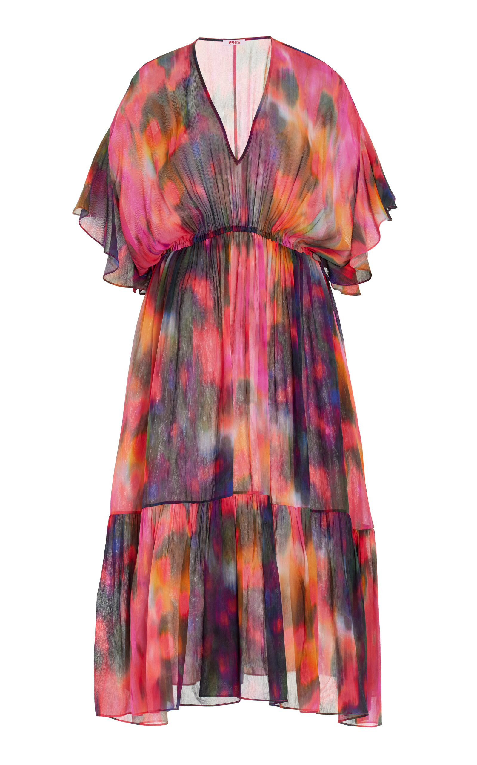 Eres Boreale Infinie Tiered Printed Silk-crepon Midi Dress In Multi