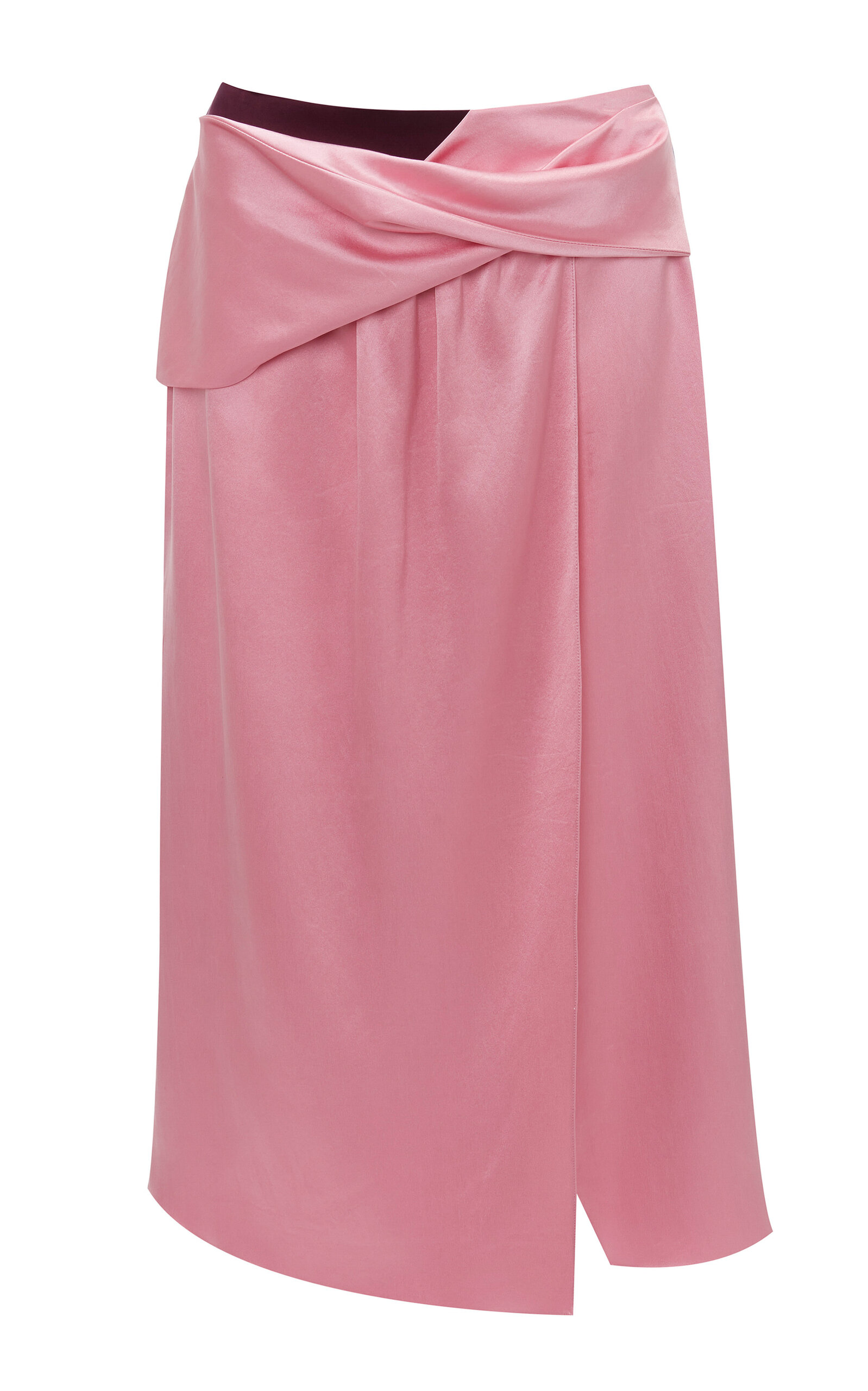 Shop Jw Anderson Twisted Satin Midi Skirt In Pink