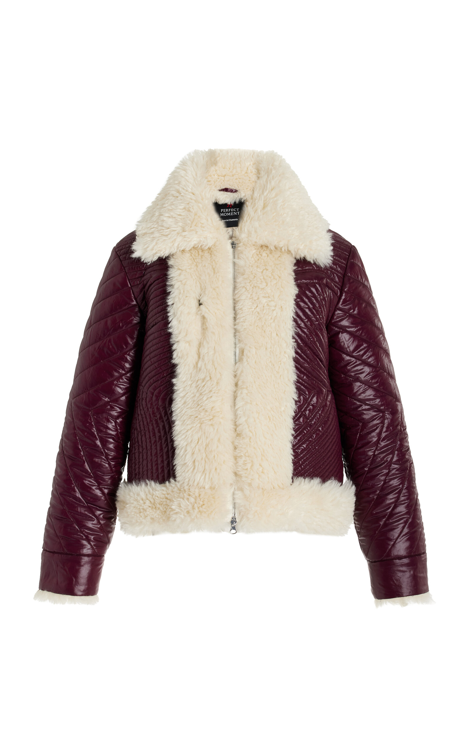 Perfect Moment Luna Reversible Faux Shearling Jacket In Burgundy