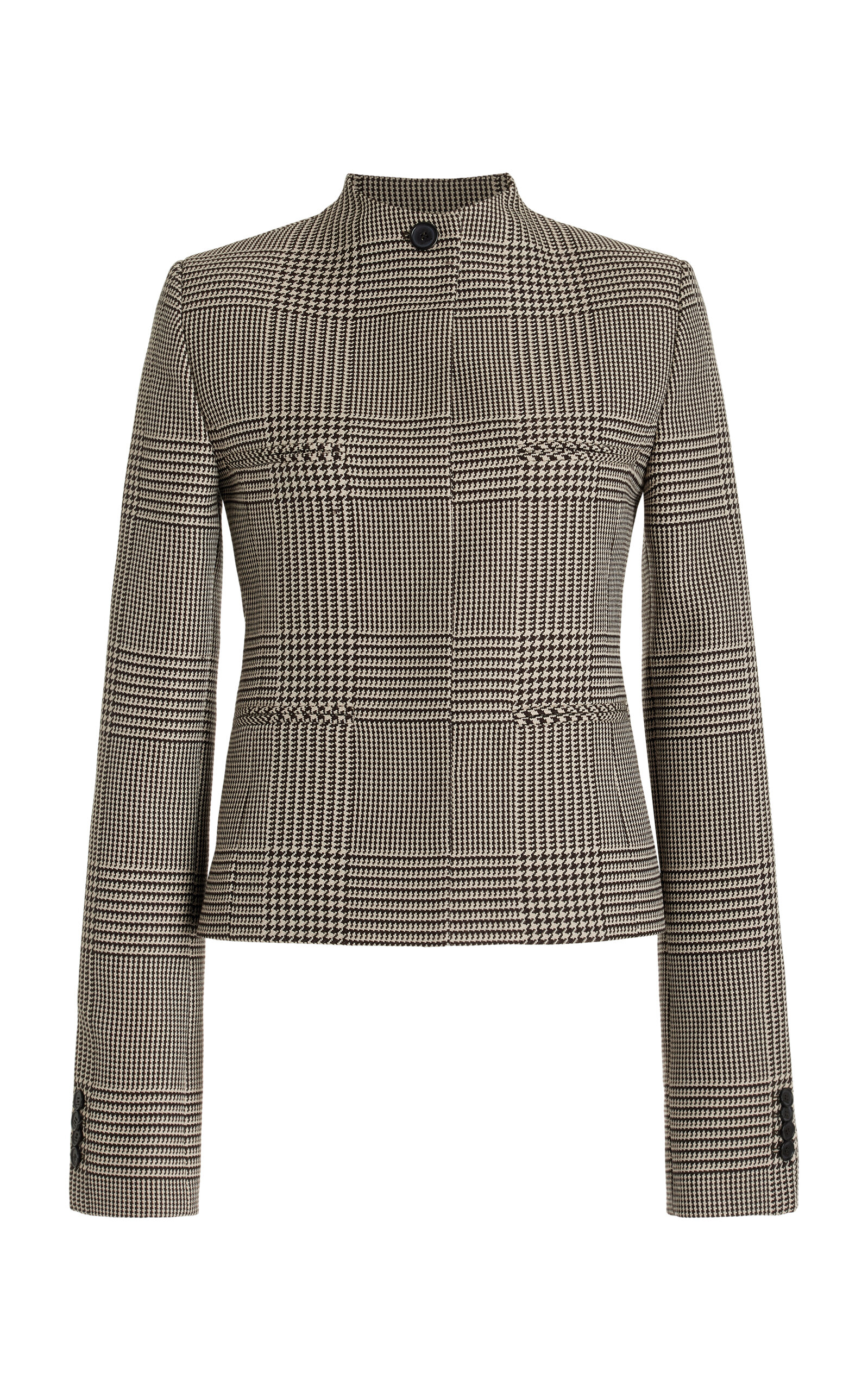 Shop Courrèges Officer Prince Of Wales Checked Jacket In Grey