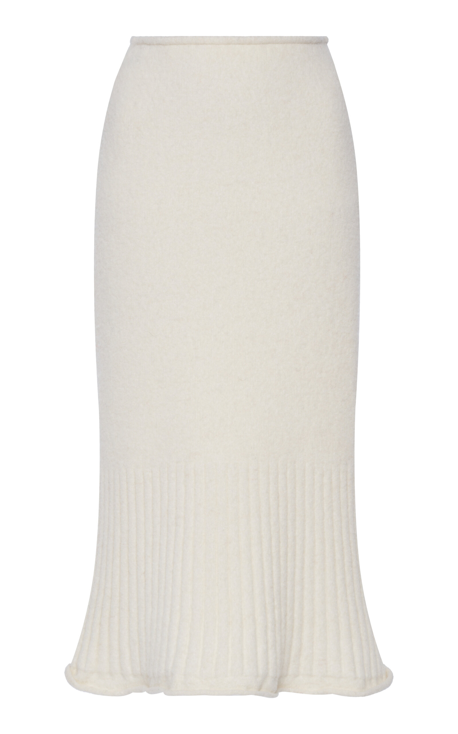 Shop Moncler Knit Alpaca Wool-blend Midi Skirt In White