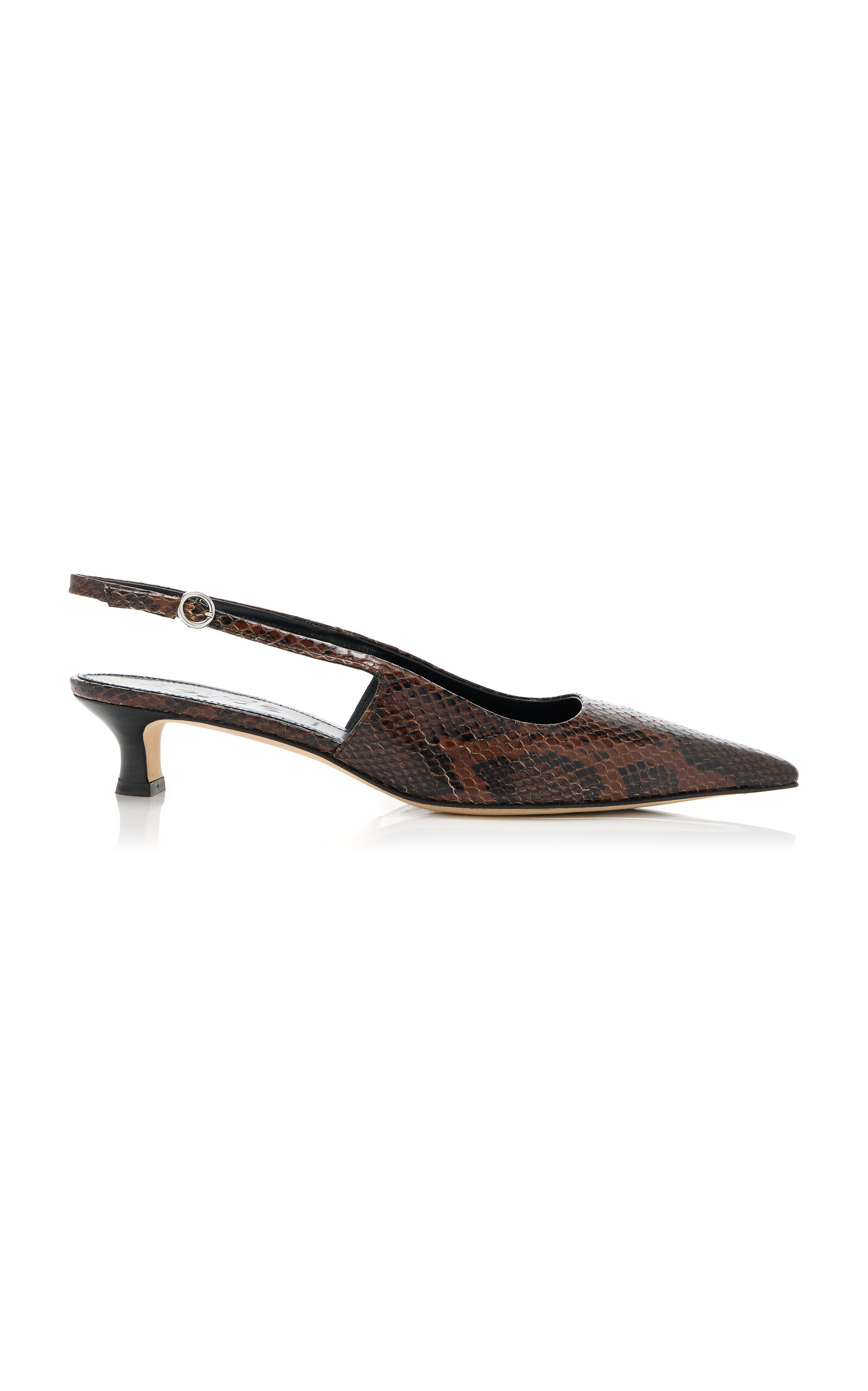 Shop Aeyde Catrina Snake-effect Leather Slingback Pumps In Brown