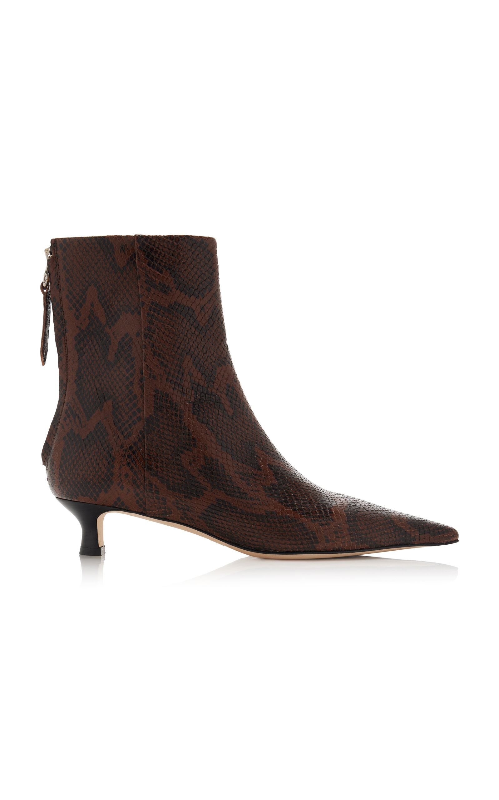 Shop Aeyde Zoe Snake-effect Leather Ankle Boots In Brown