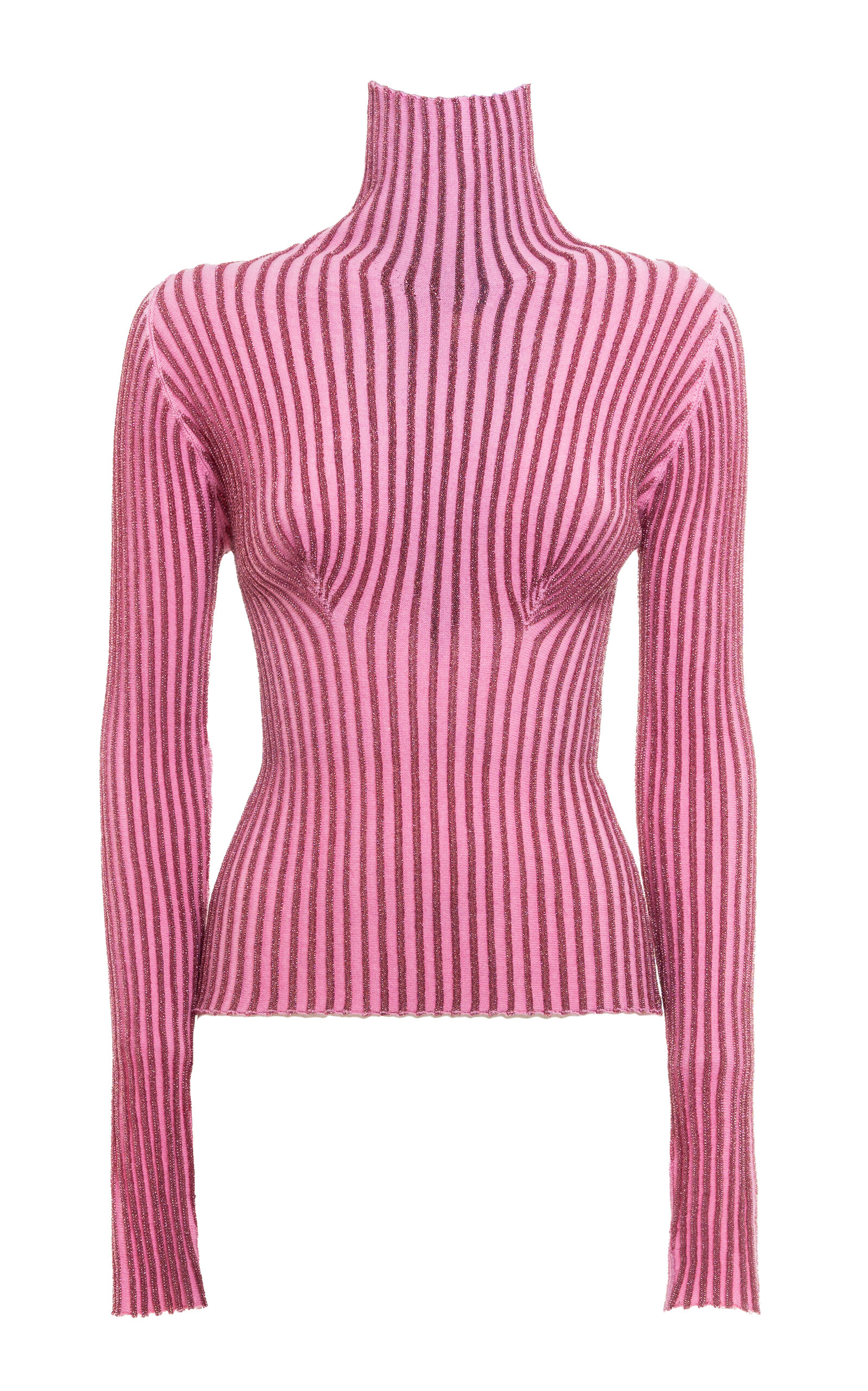 Shop Des_phemmes Ribbed-knit Turtleneck Sweater In Pink