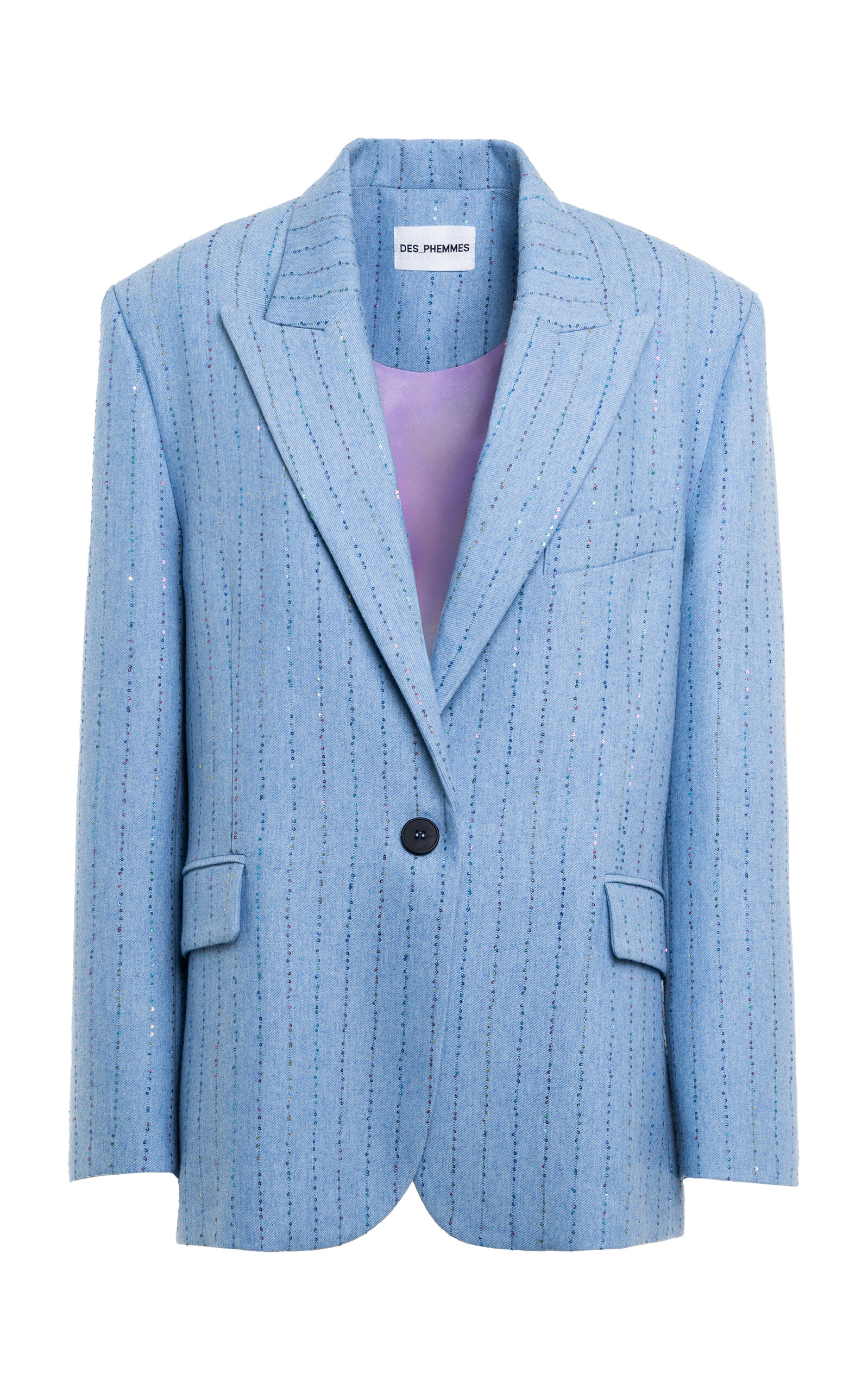 Des_phemmes Sequined Wool-blend Blazer In Light Blue