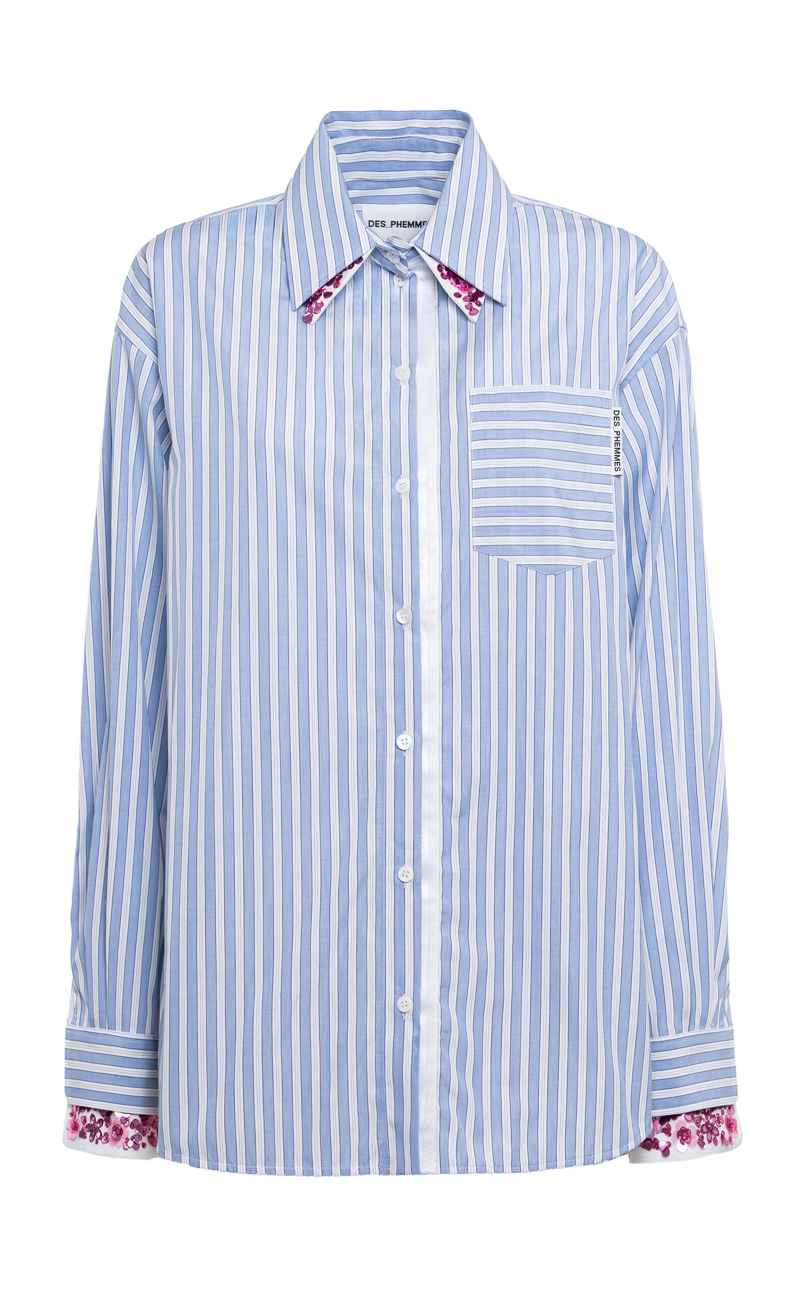 Des_phemmes Striped Cotton Button-up Shirt In Blue