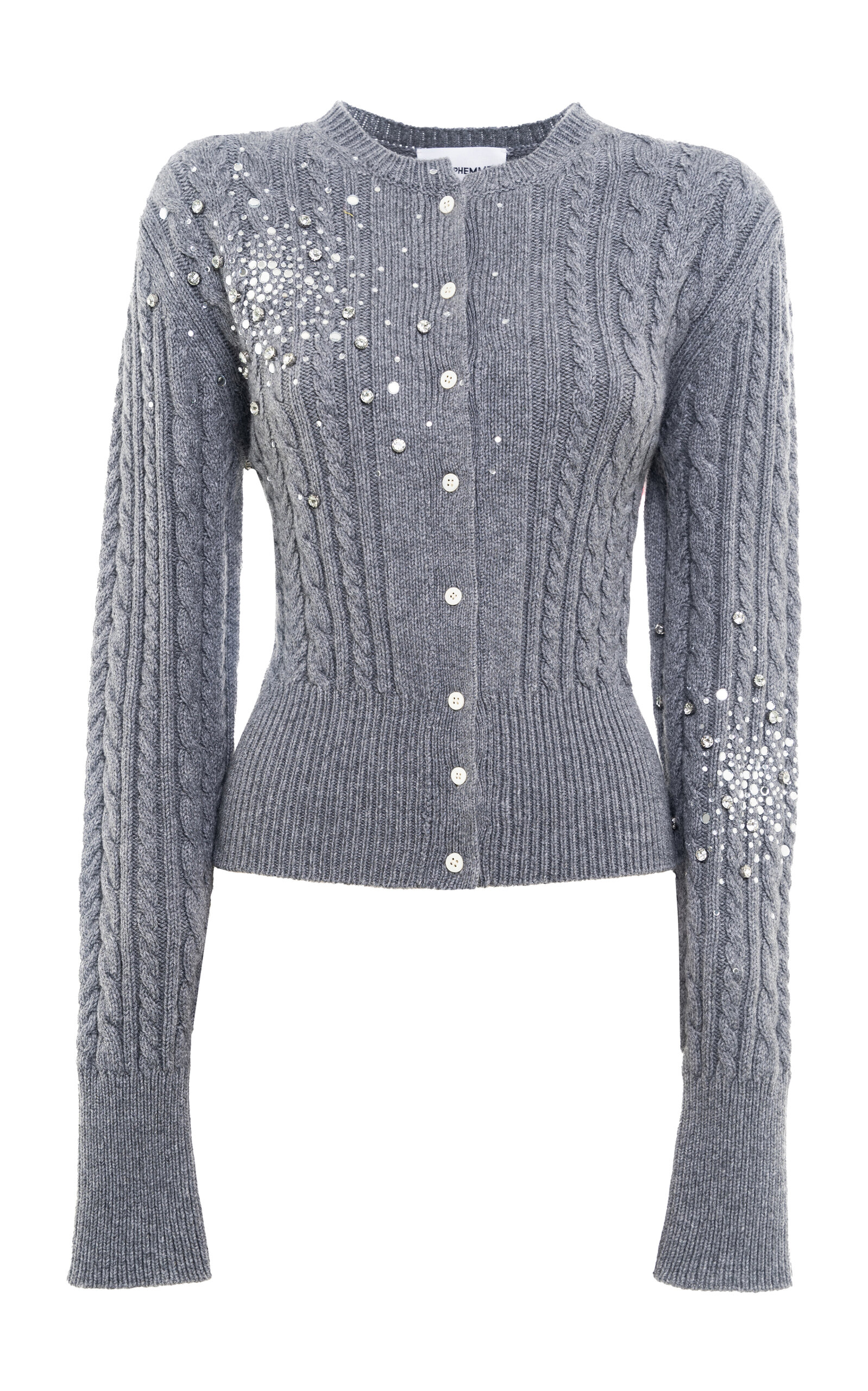 Des_phemmes Studded Wool-blend Cardigan In Grey