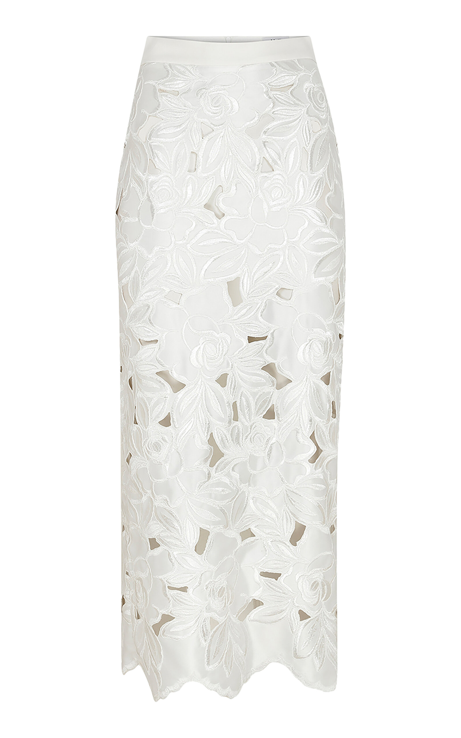 Ila Lucy Rose-embroidered Laser-cut Midi Skirt In White