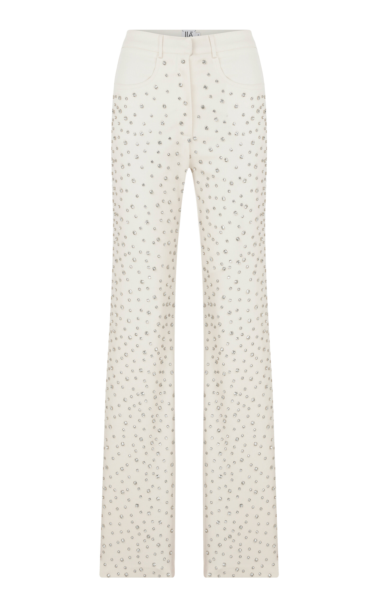 Ila Mira Crystal-embellished Straight-leg Pants In White