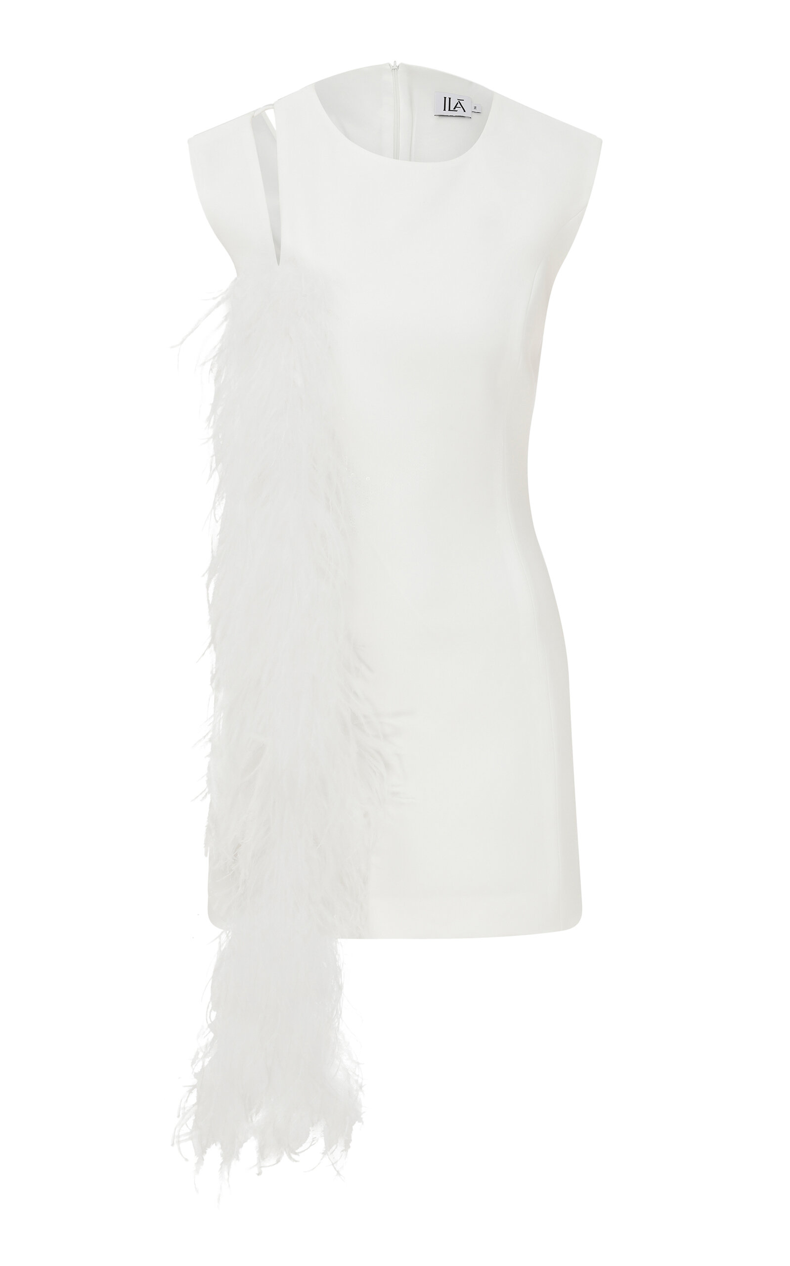 Ila Isabella Ostrich-embellished Sequin Mini Dress In White