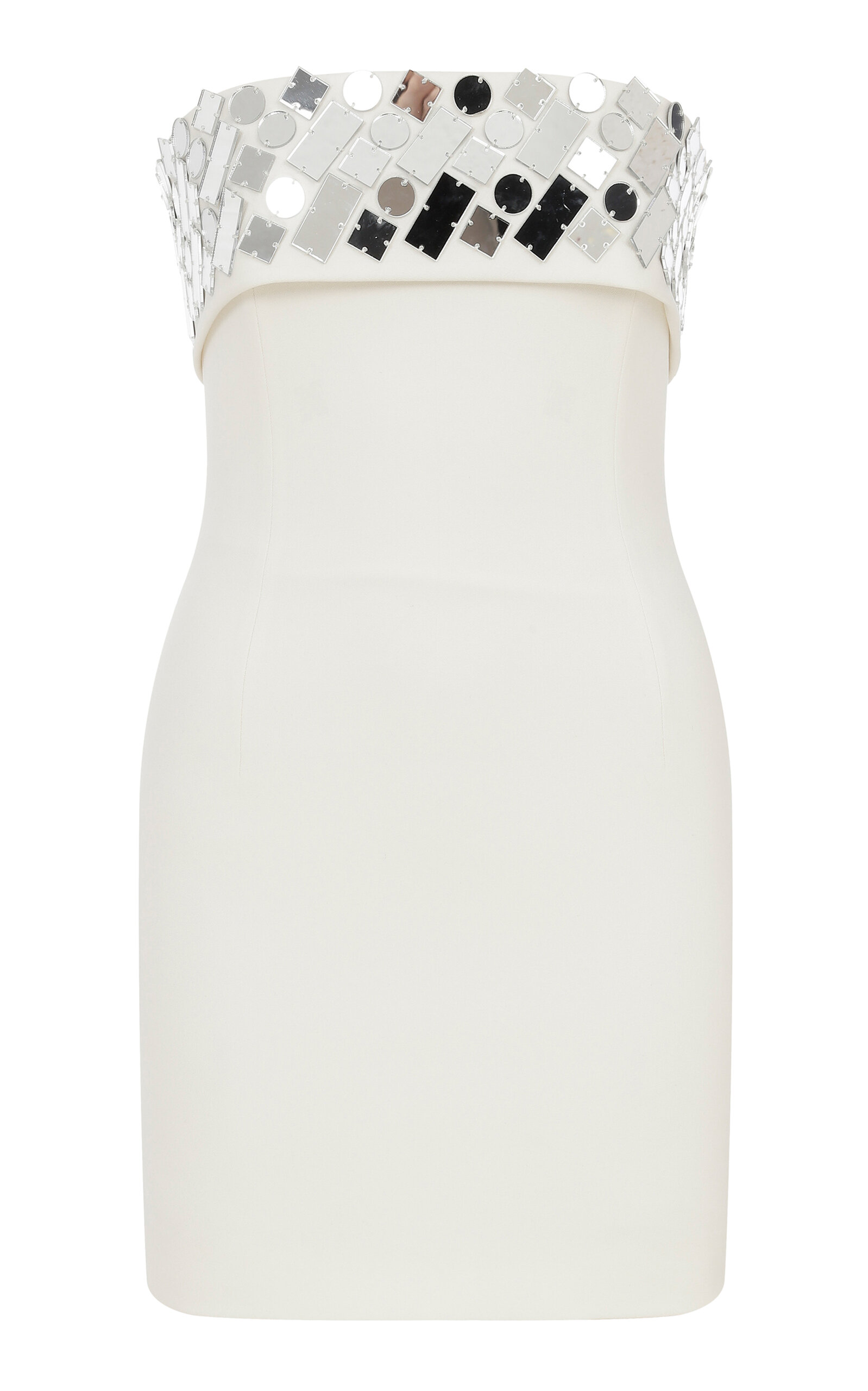 Ila Poly Mirrored Strapless Mini Dress In White