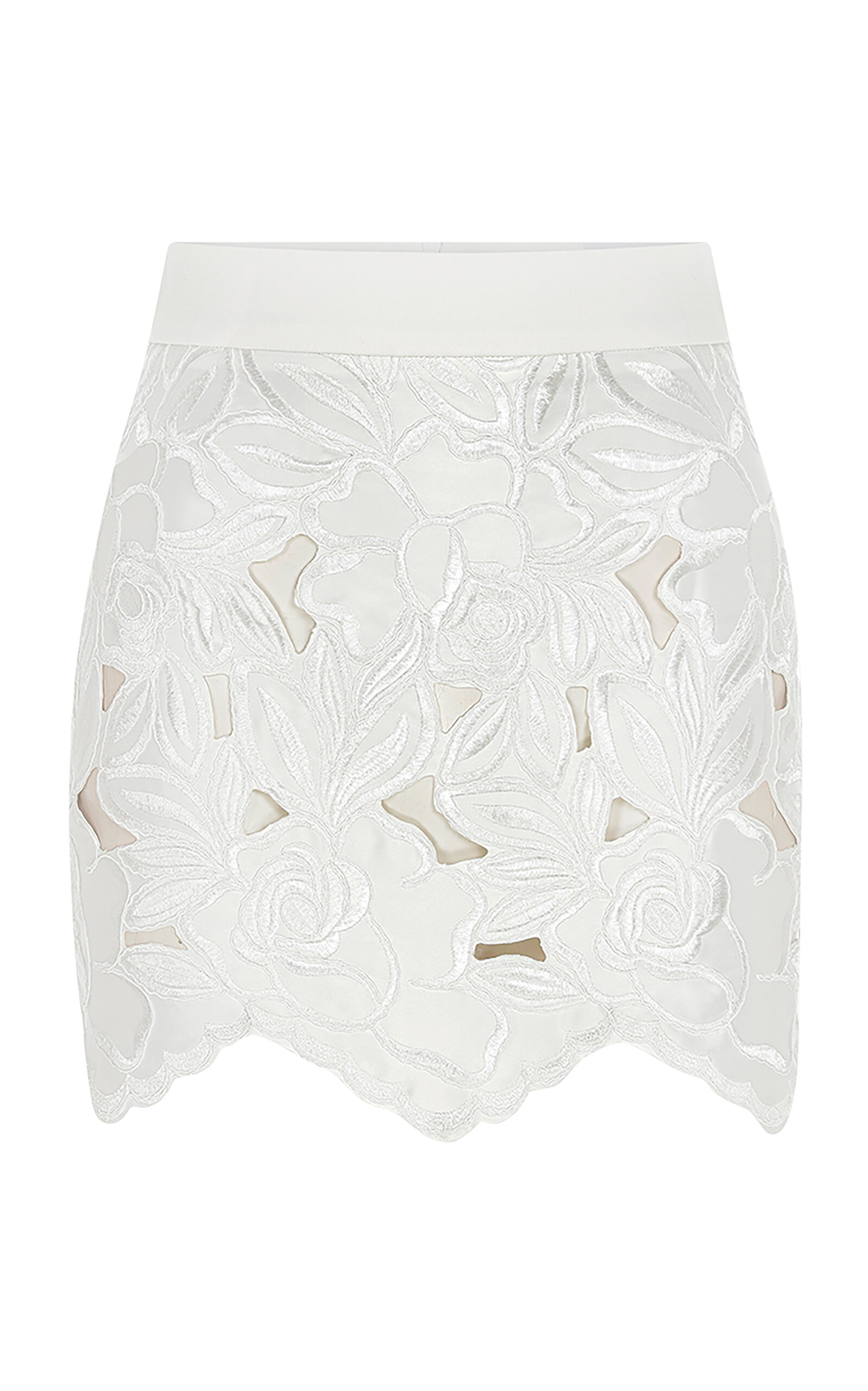 Ila Rosa Embroiderd Laser-cut Mini Skirt In White