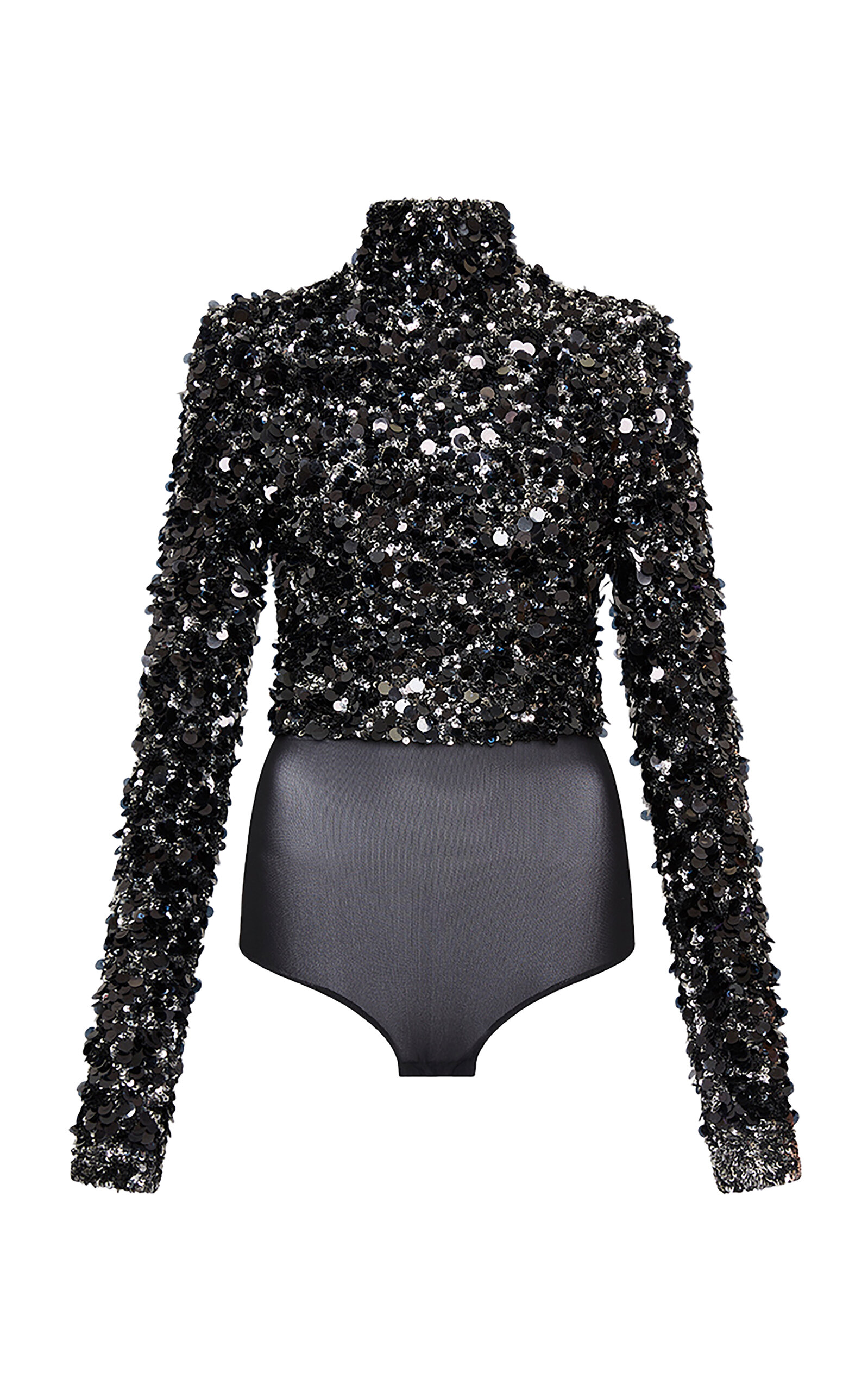 Carla Zampatti High Neck Sequin Bodysuit In Black