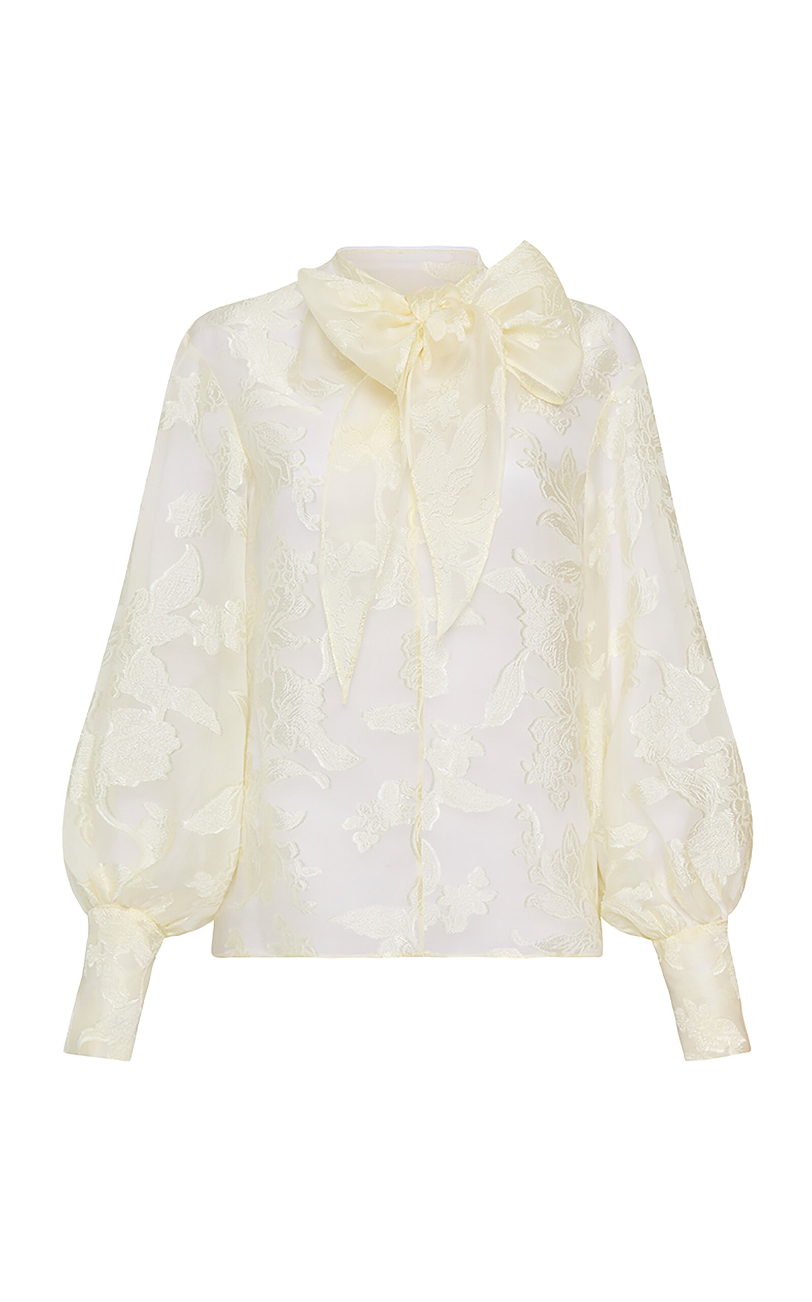 Carla Zampatti Tie-detailed Chantilly Lace Top In Ivory