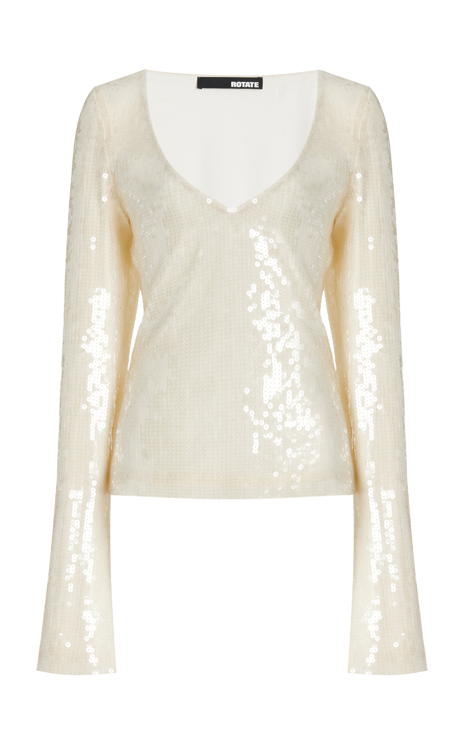 Shop Rotate Birger Christensen Sequined Satin Top In Ivory