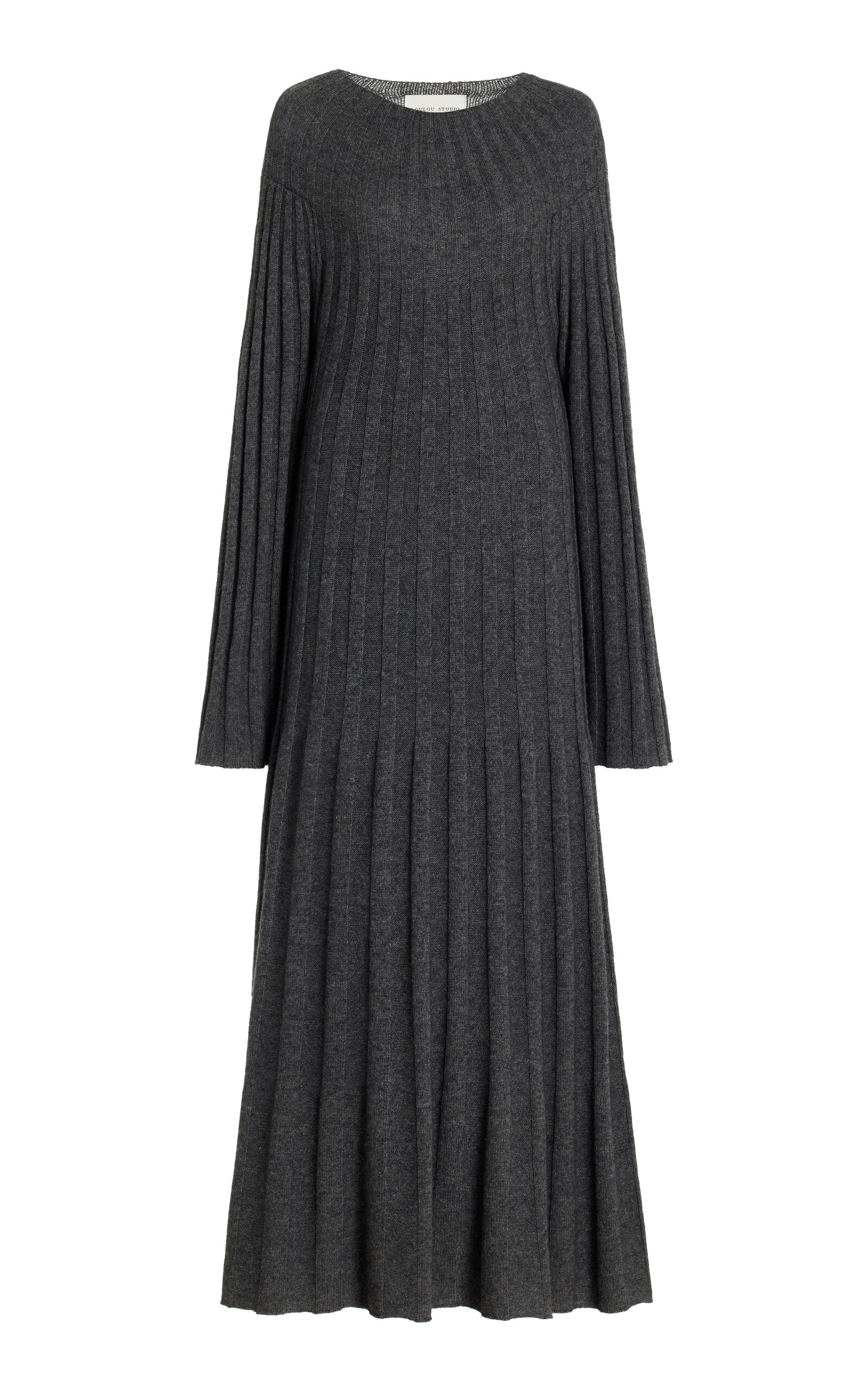 Shop Loulou Studio Irma Ribbed-knit Wool-cashmere Maxi Dress In Grey