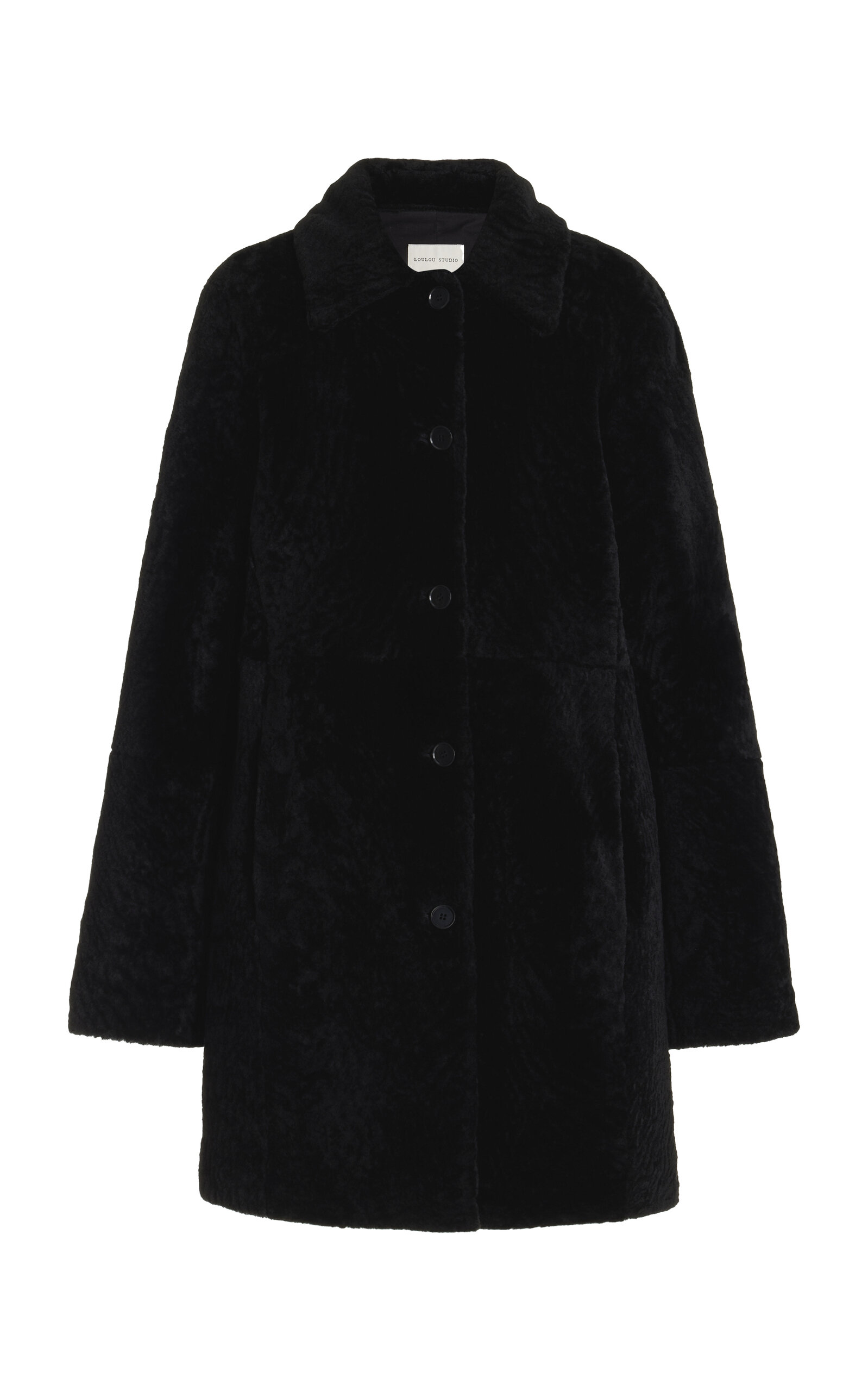 Shop Loulou Studio Beatris Shearling Coat In Black