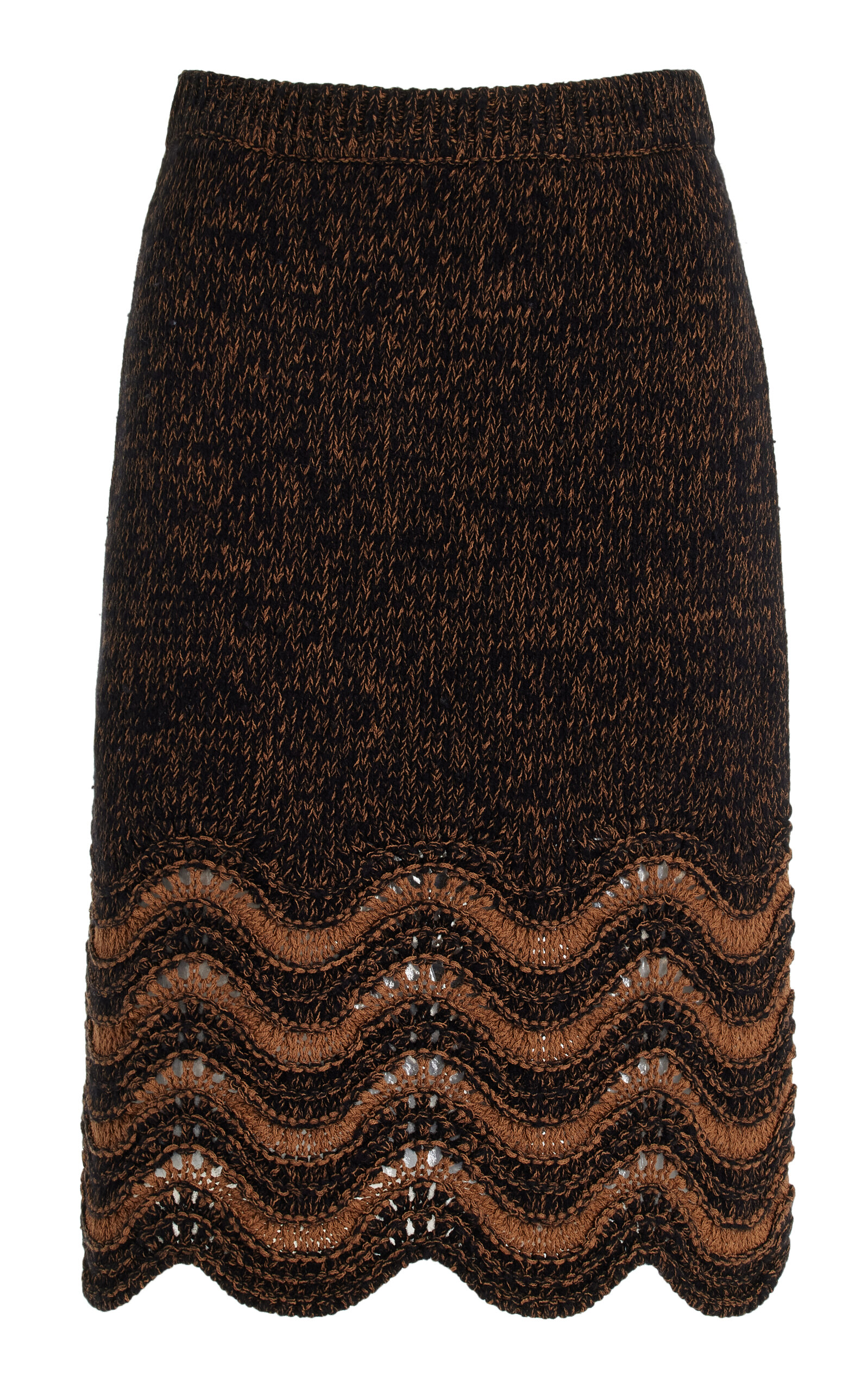 Chord Knit Wool-Cotton Midi Skirt