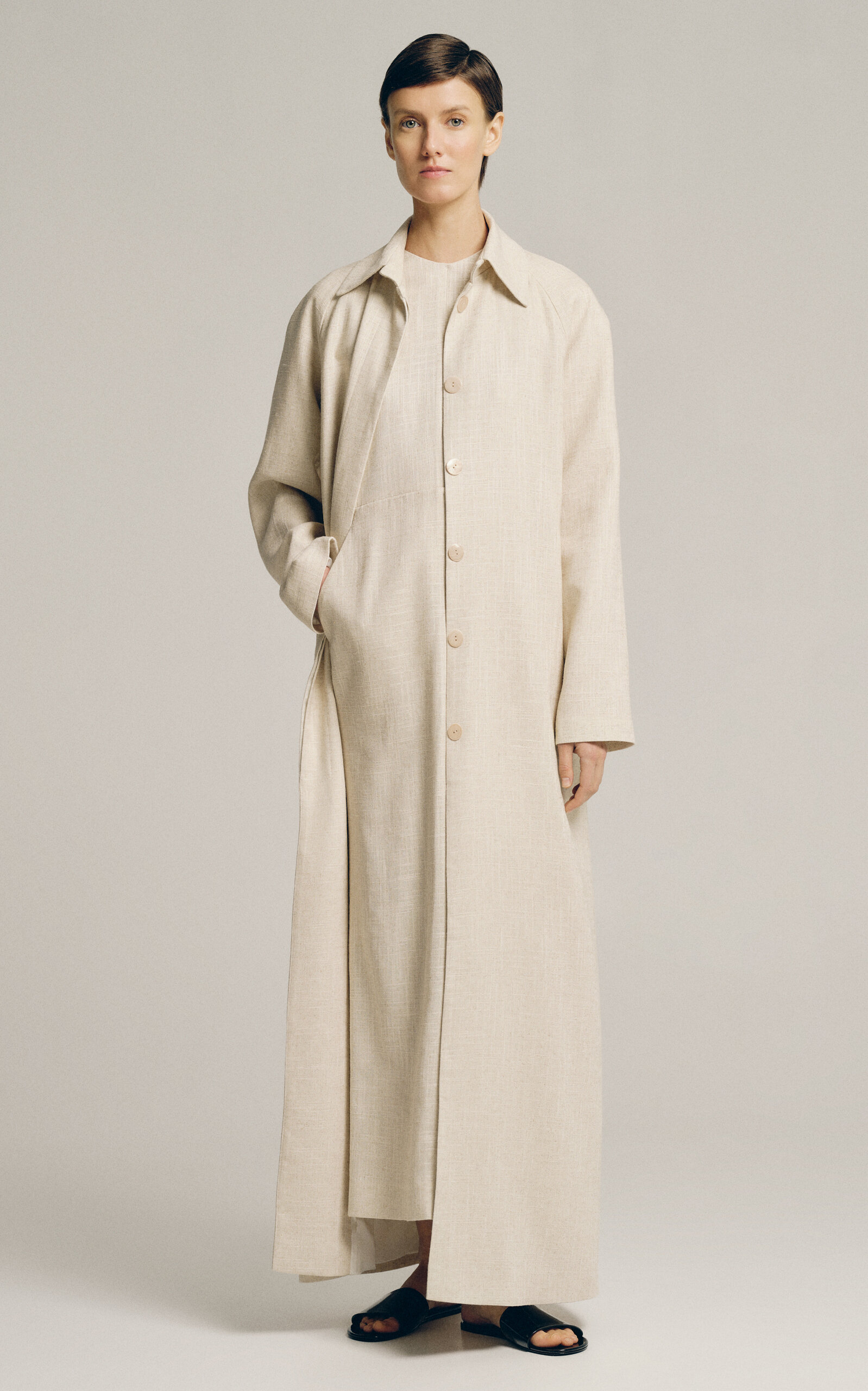 SOPHIE ET VOILA LONG LINEN-BLEND COAT 