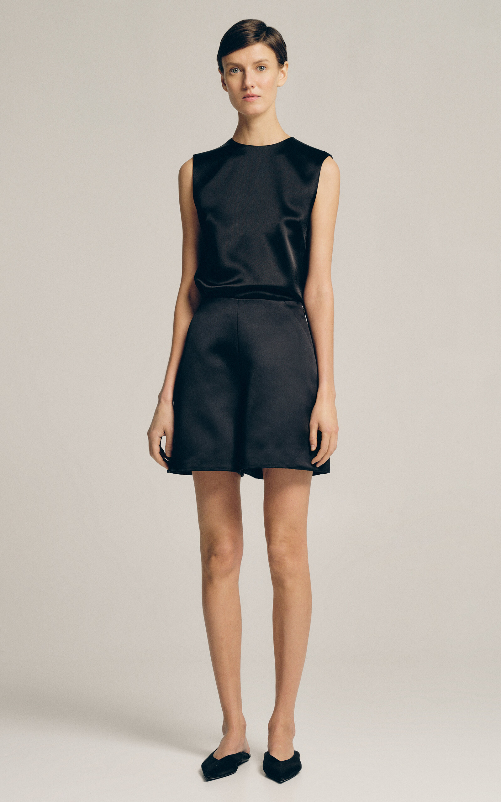 Shop Sophie Et Voila Duchess Satin Shorts In Black