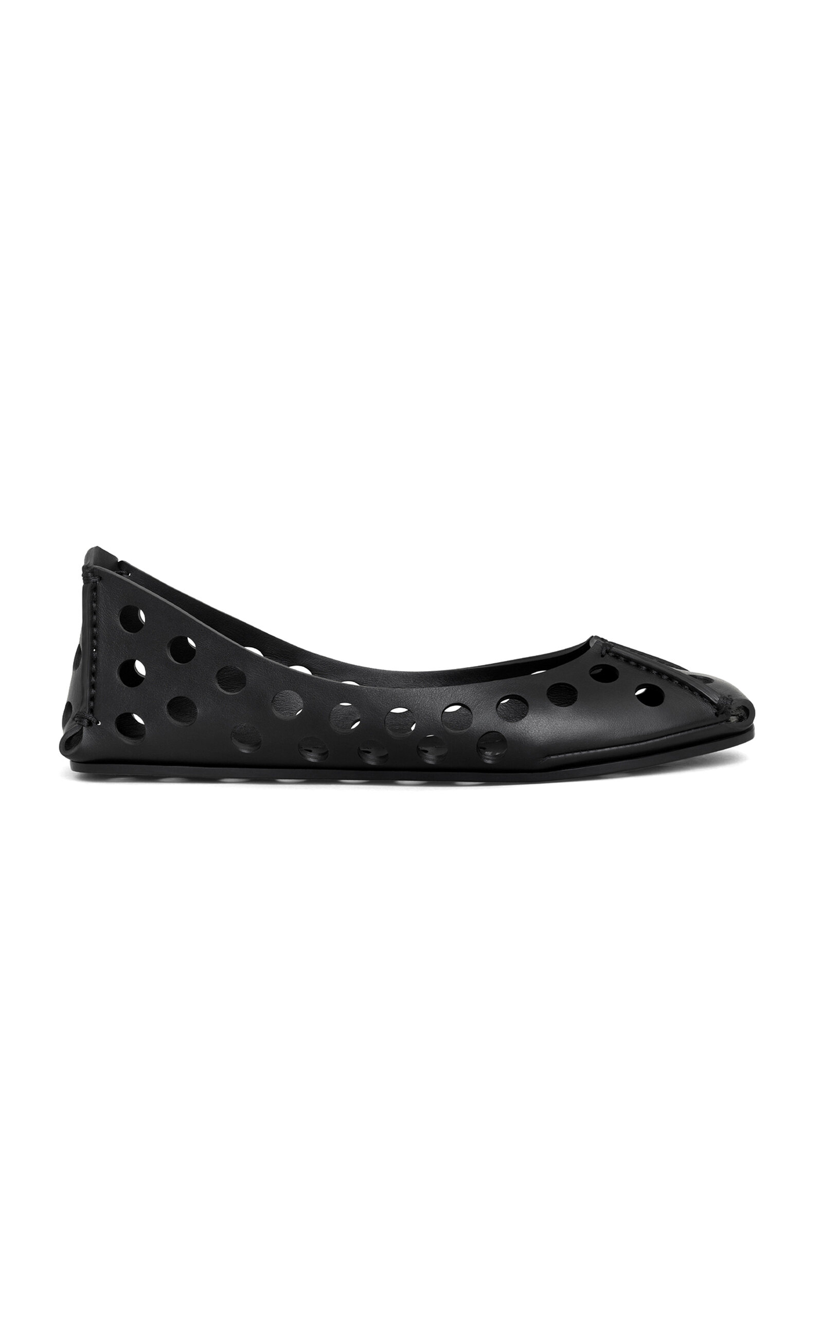 Shop Alaïa Perforated Leather Ballet Flats In Black