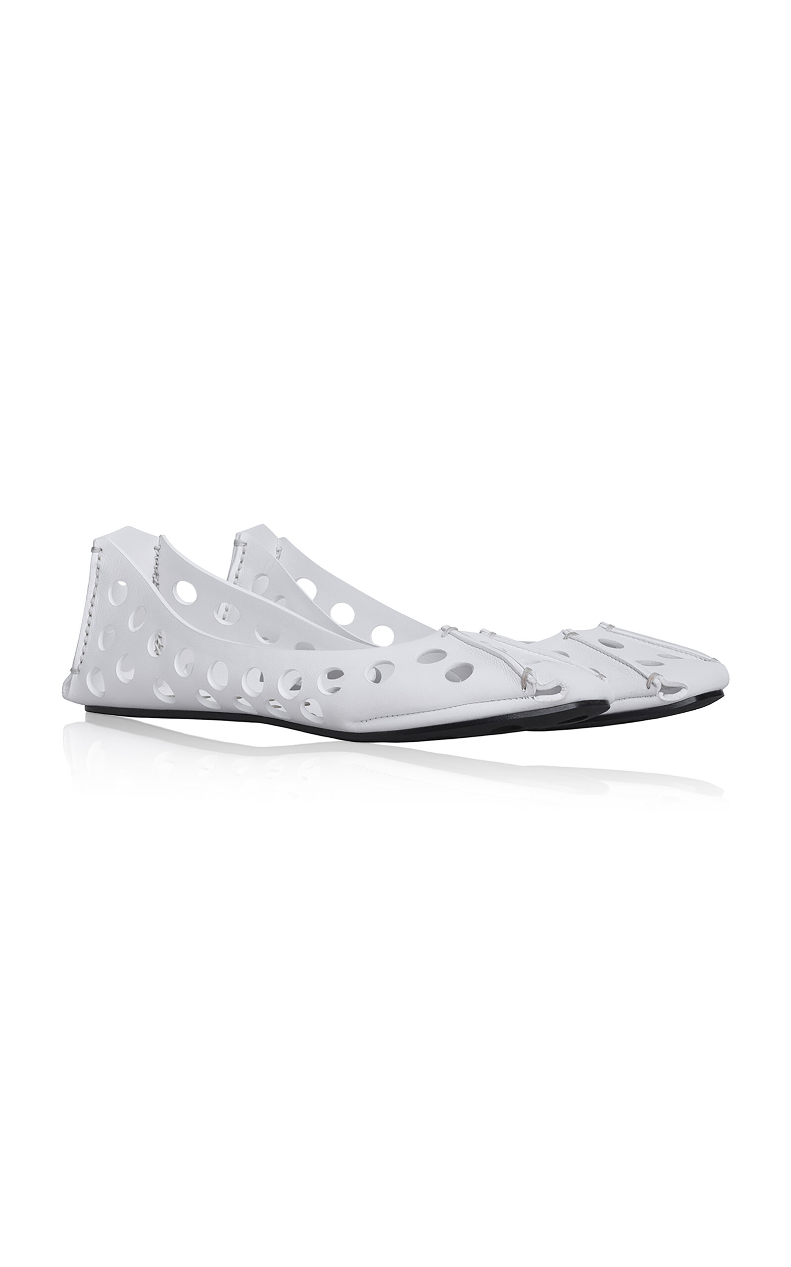 Alaïa Perforated Leather Ballet Flats In White