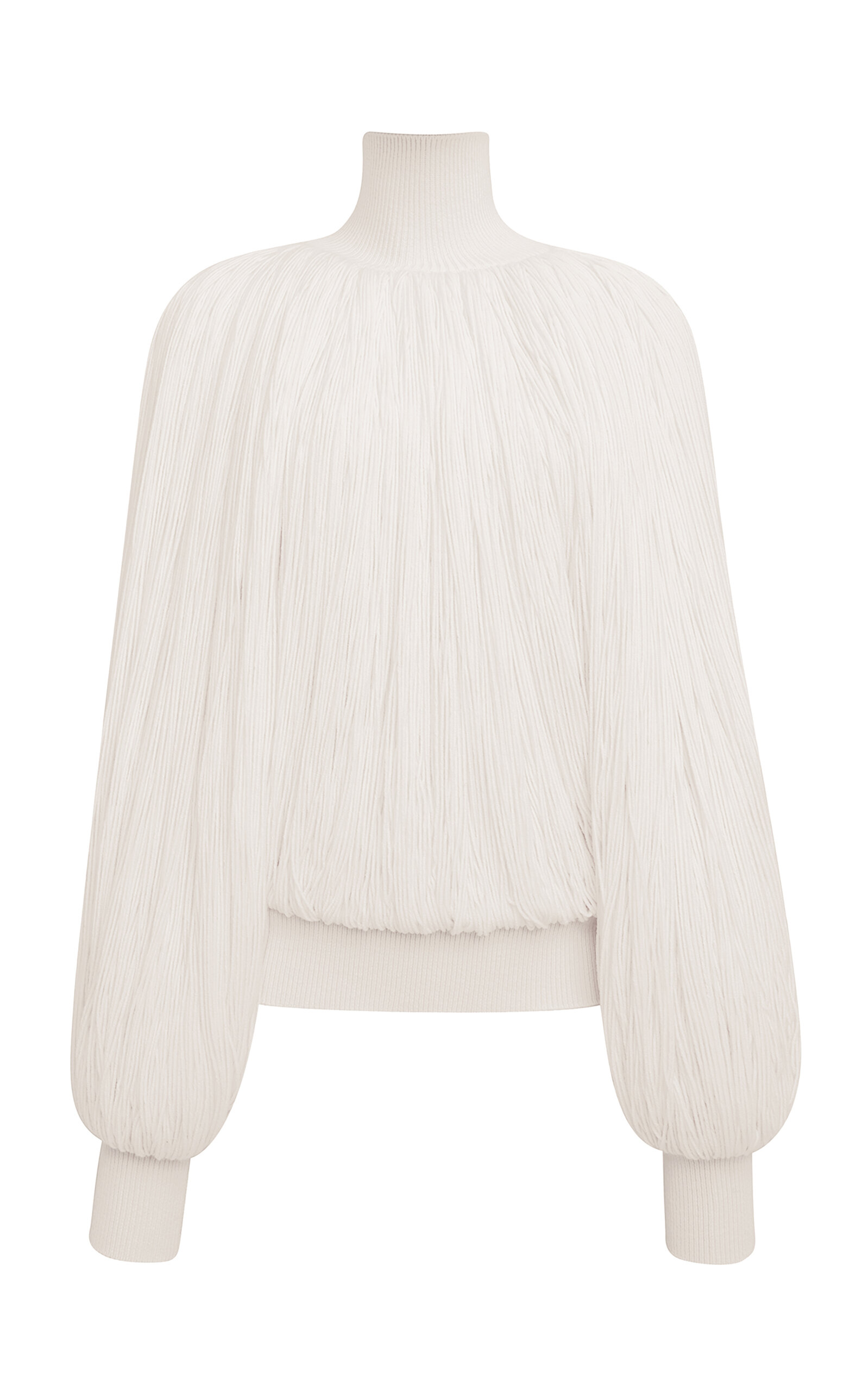 Shop Alaïa Fringed Yarn Knit Merino Wool Top In Ivory