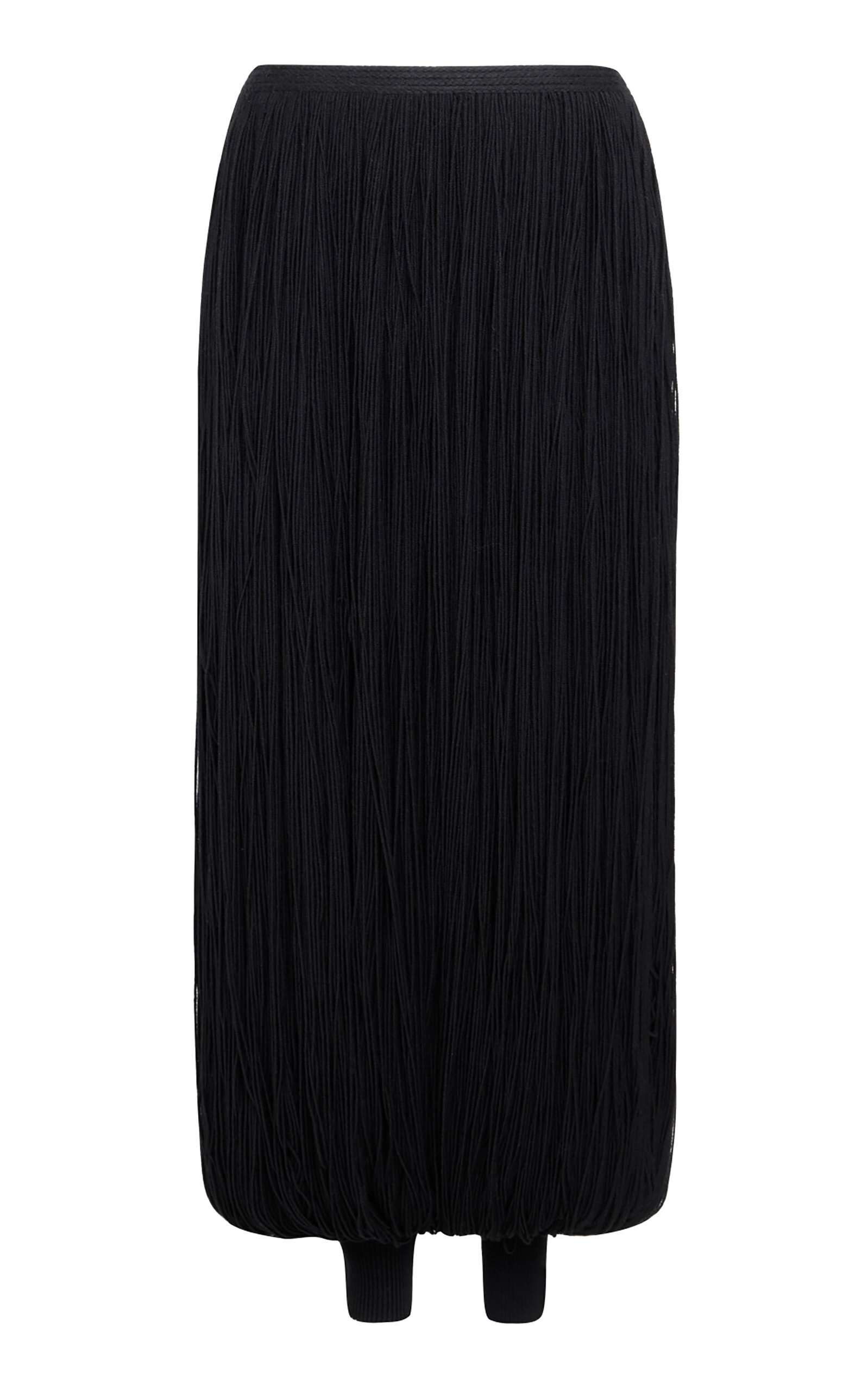 Alaïa Fringed Knit Jogger Pants In Black