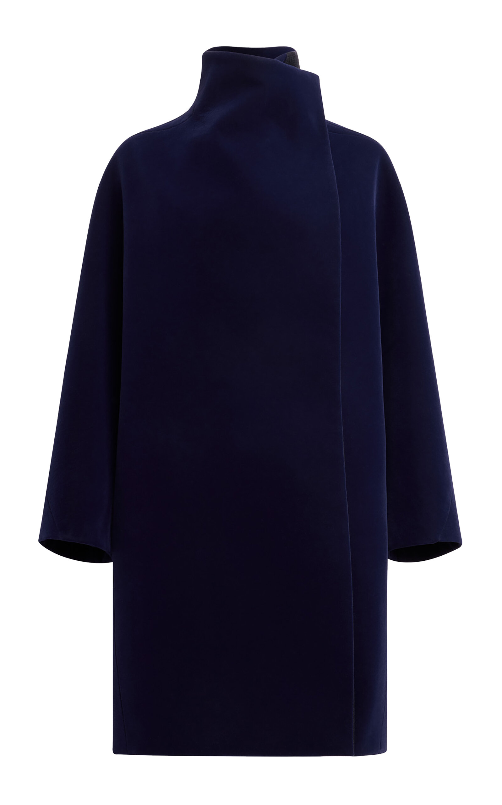 Alaïa Curved Flocked Wool-velvet Coat In Navy