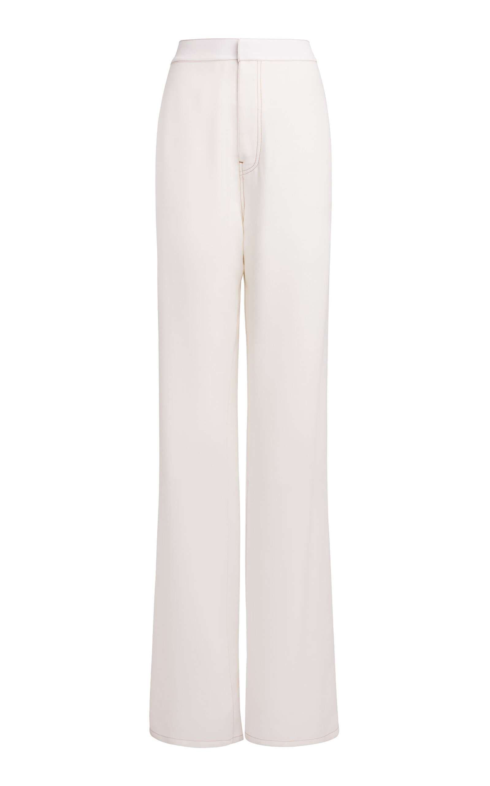 Alaïa Fluid Wool-silk Straight-leg Pants In Ivory