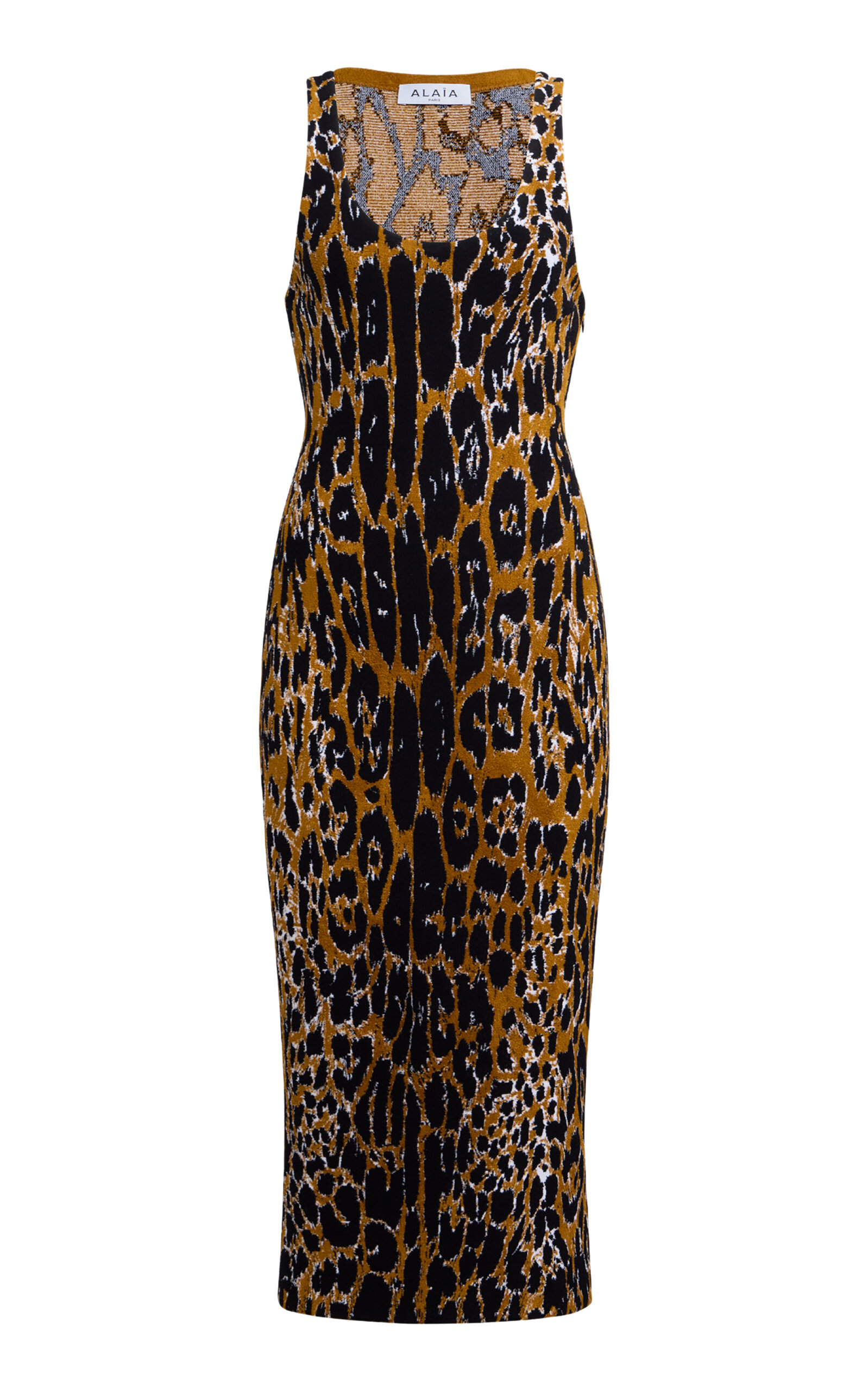 Shop Alaïa Leopard-print Knit Midi Tank Dress In Animal