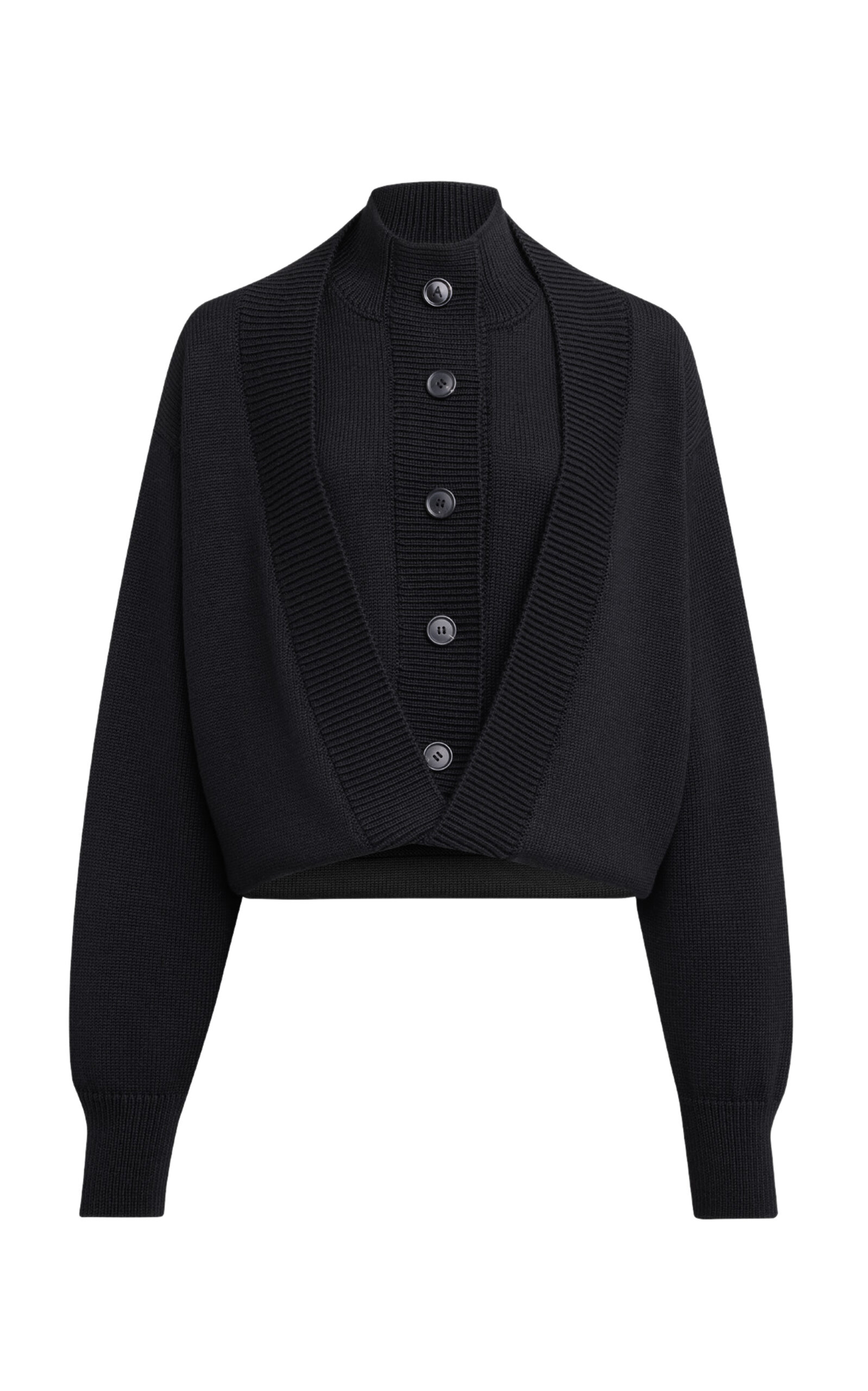 Shop Alaïa Layered Merino Wool Cardigan In Black