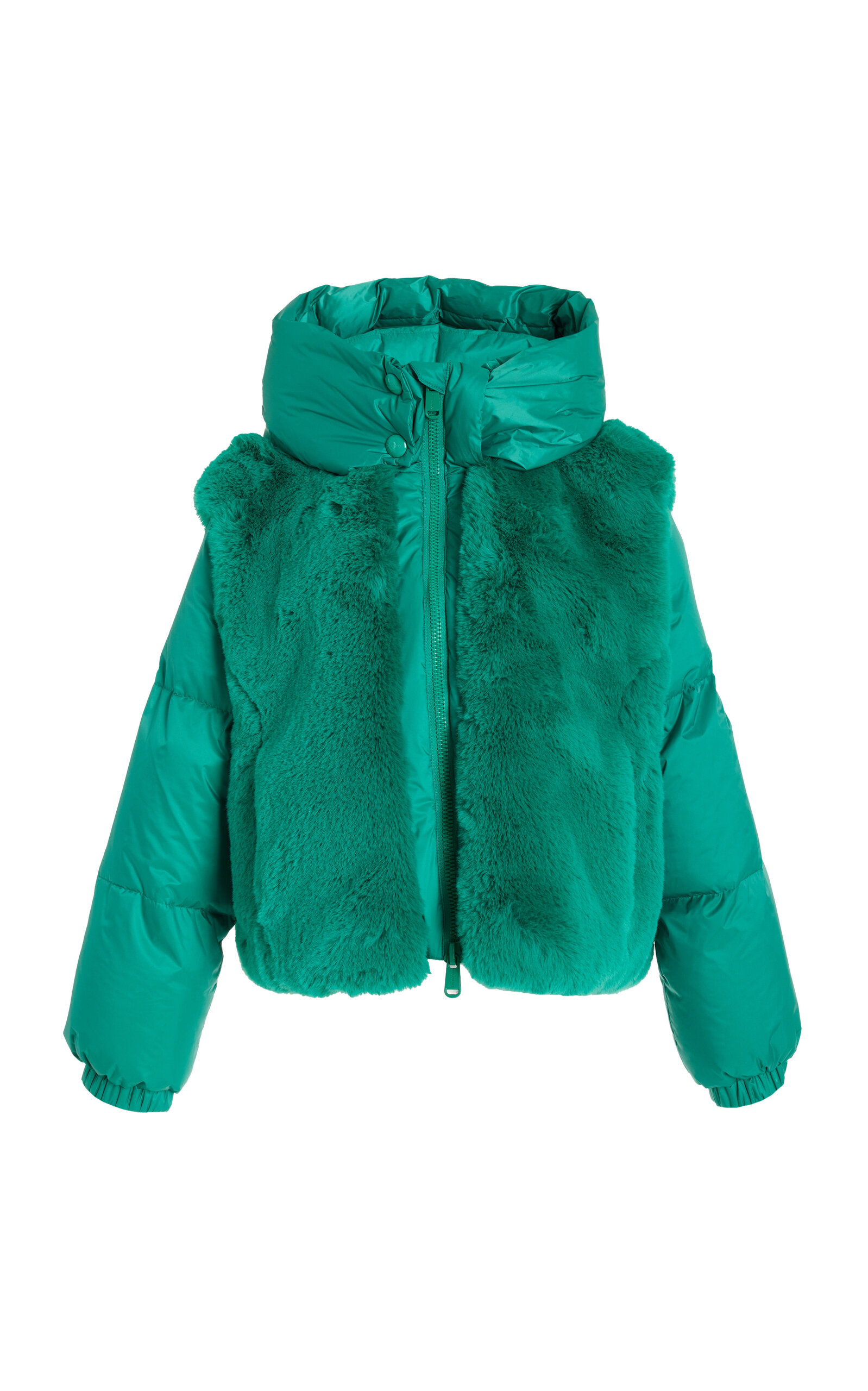 Goldbergh La Reine Faux Fur Down Ski Jacket In Green