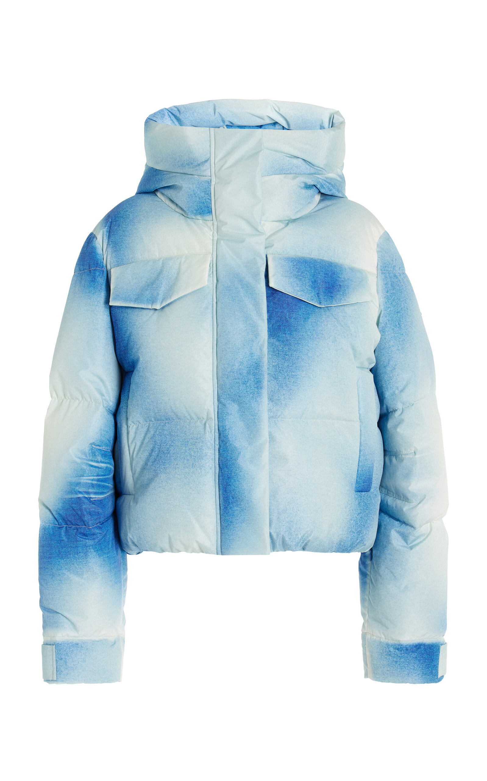 Goldbergh Ciel Bleu Denim-print Down Ski Jacket In Blue