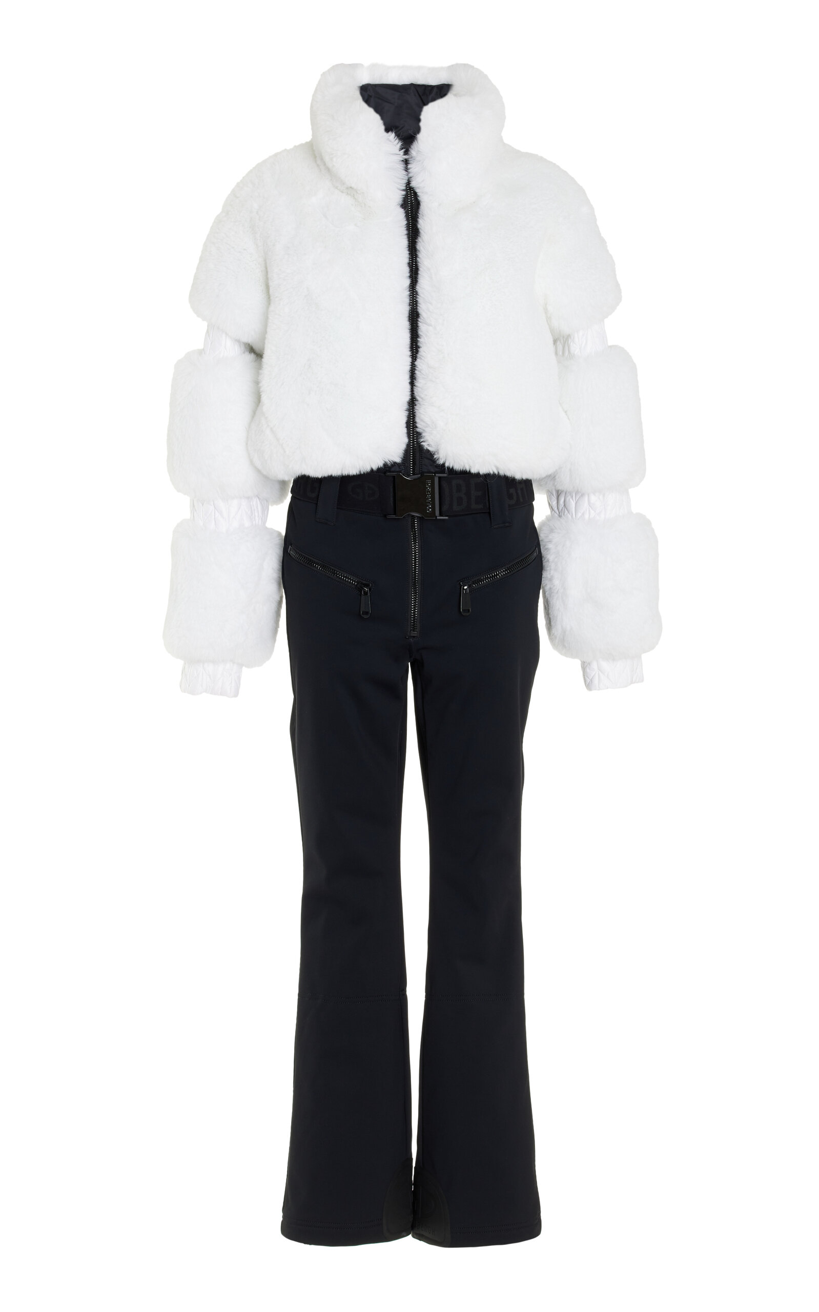 Goldbergh Lieke Faux Fur Ski Suit In Black,white