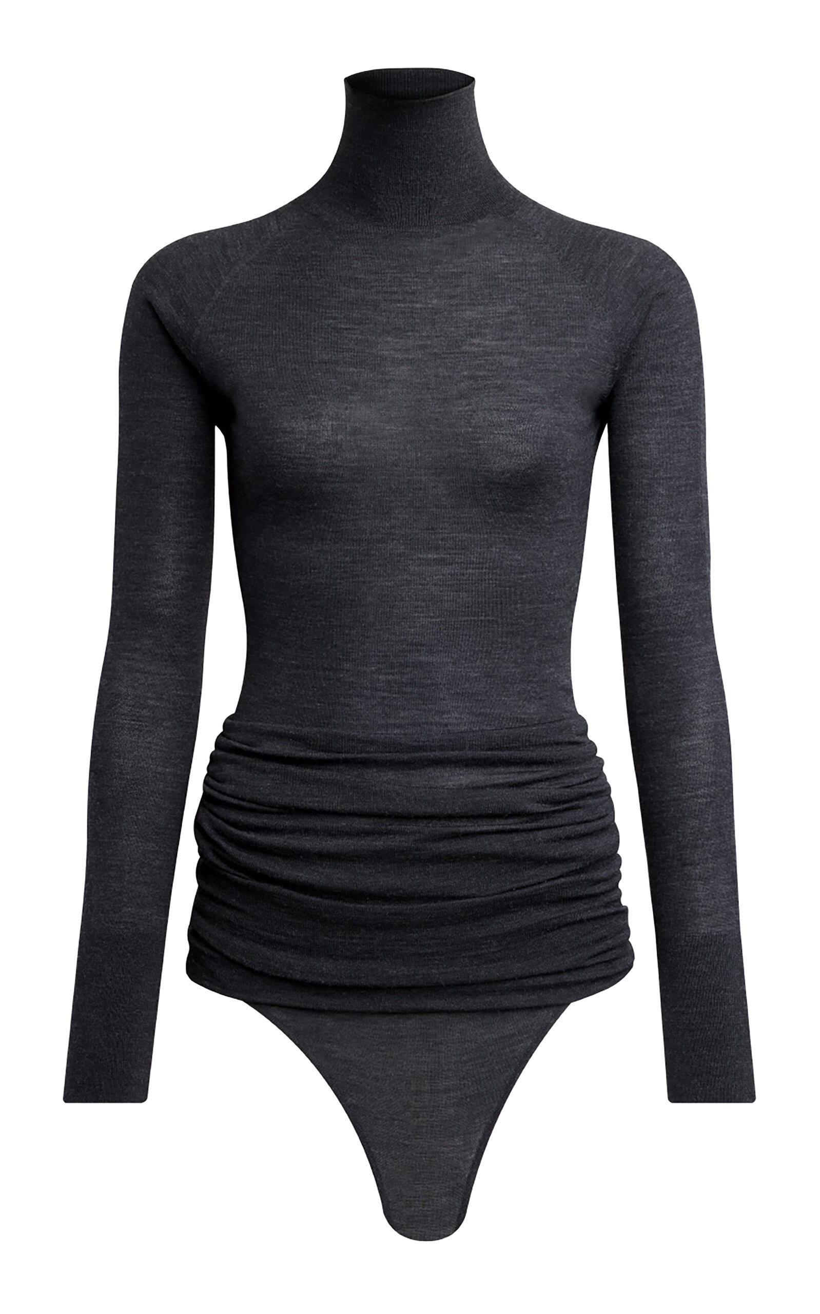 ALAÏA Ruched Knit Merino Wool Bodysuit