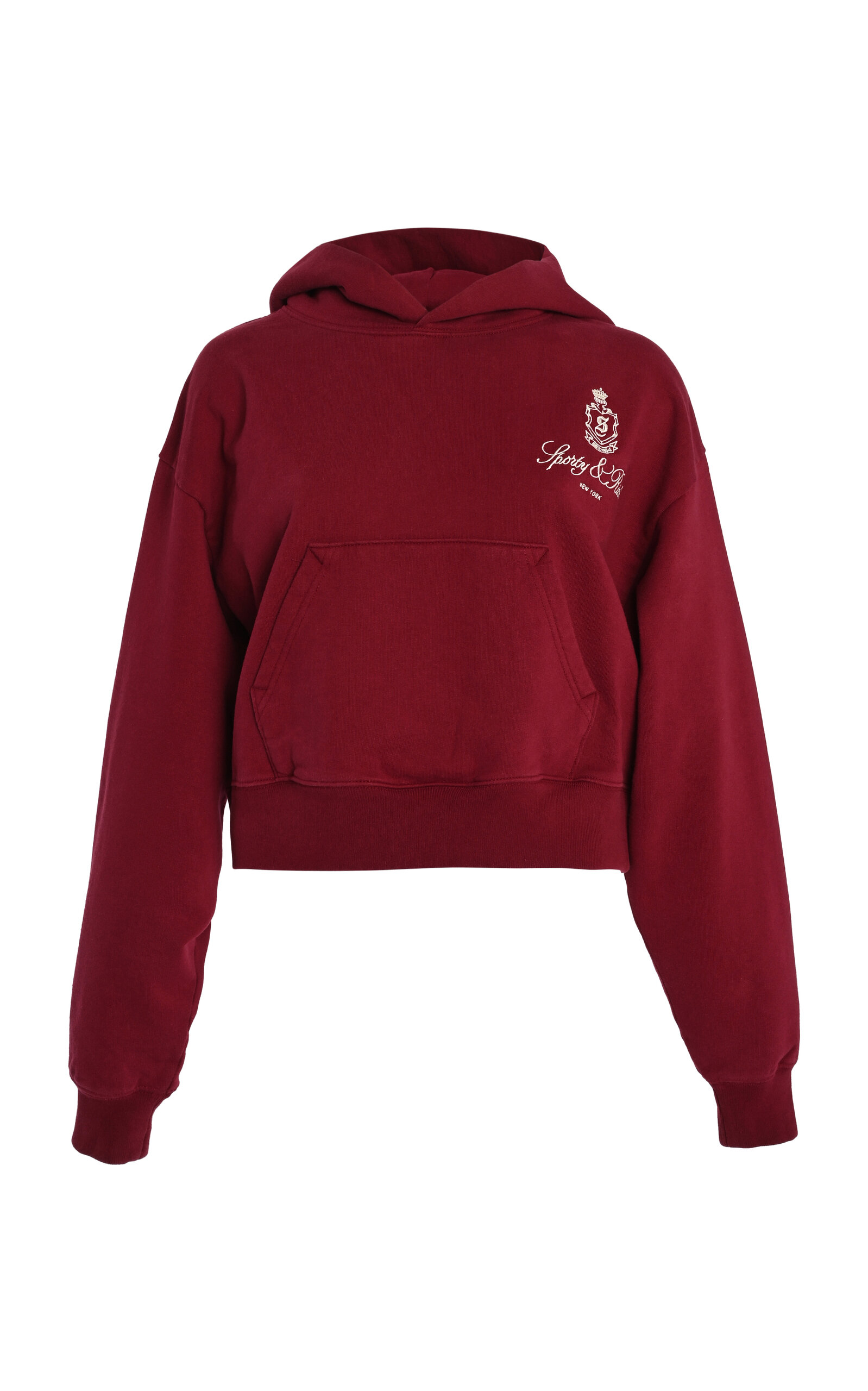 Vendome Embroidered Cotton Cropped Hoodie