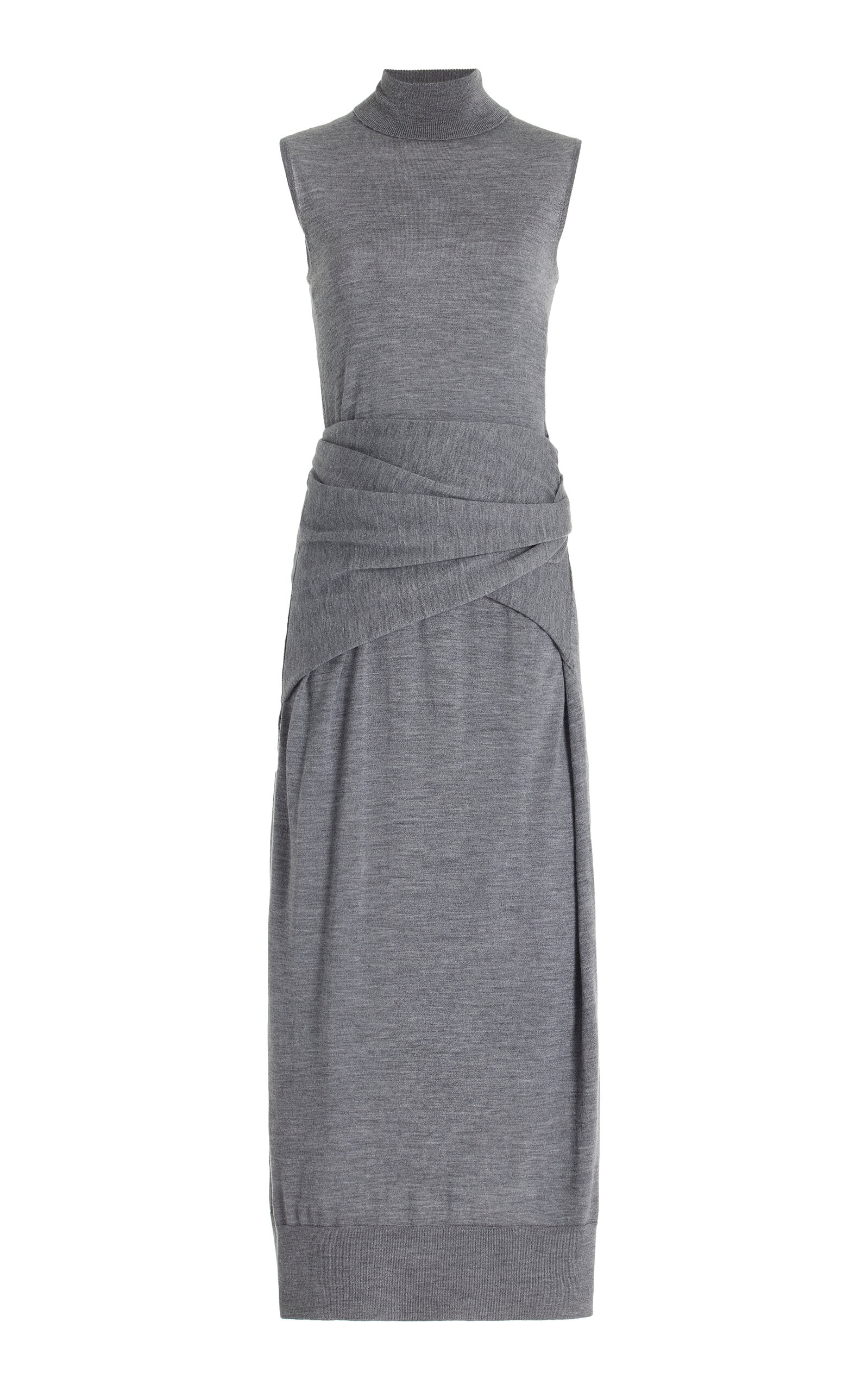 Shop Totême Draped Knit Maxi Dress In Grey