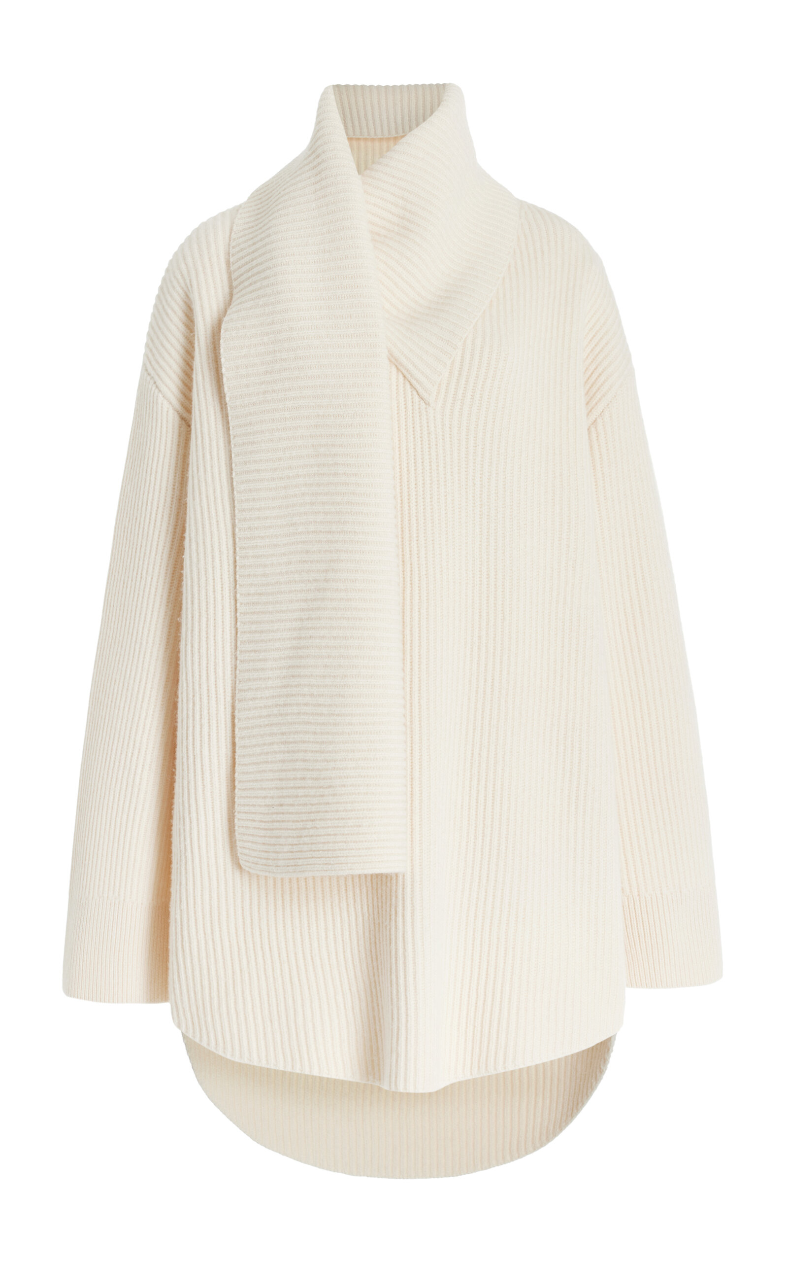 Shop Totême Wool-cashmere Knit Long Scarf Sweater In White