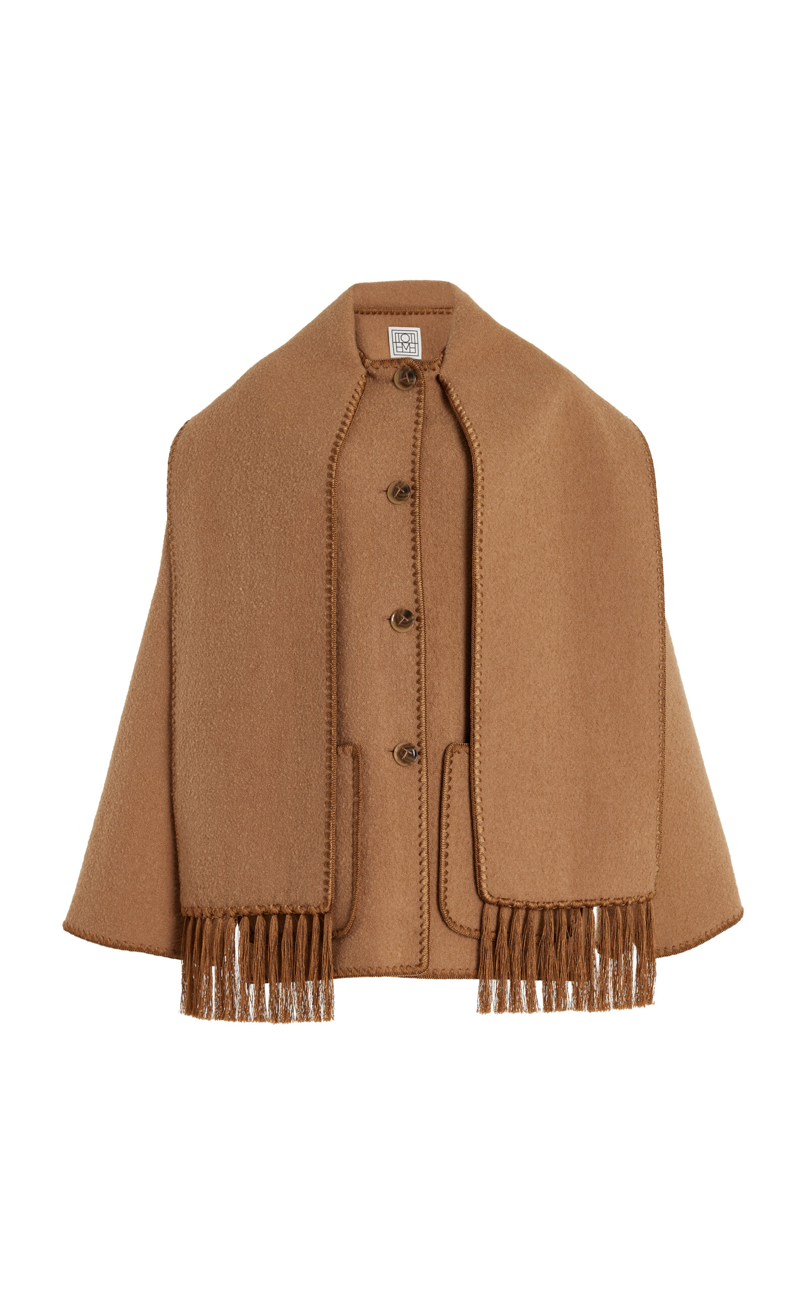 Shop Totême Embroidered Scarf Jacket In Brown