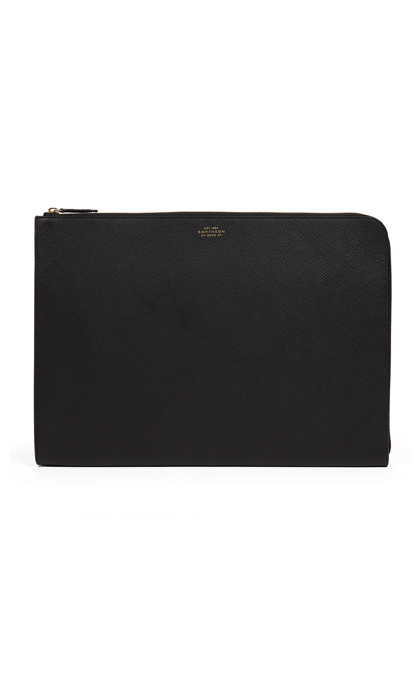 Smythson Panama Leather Laptop Case In Black