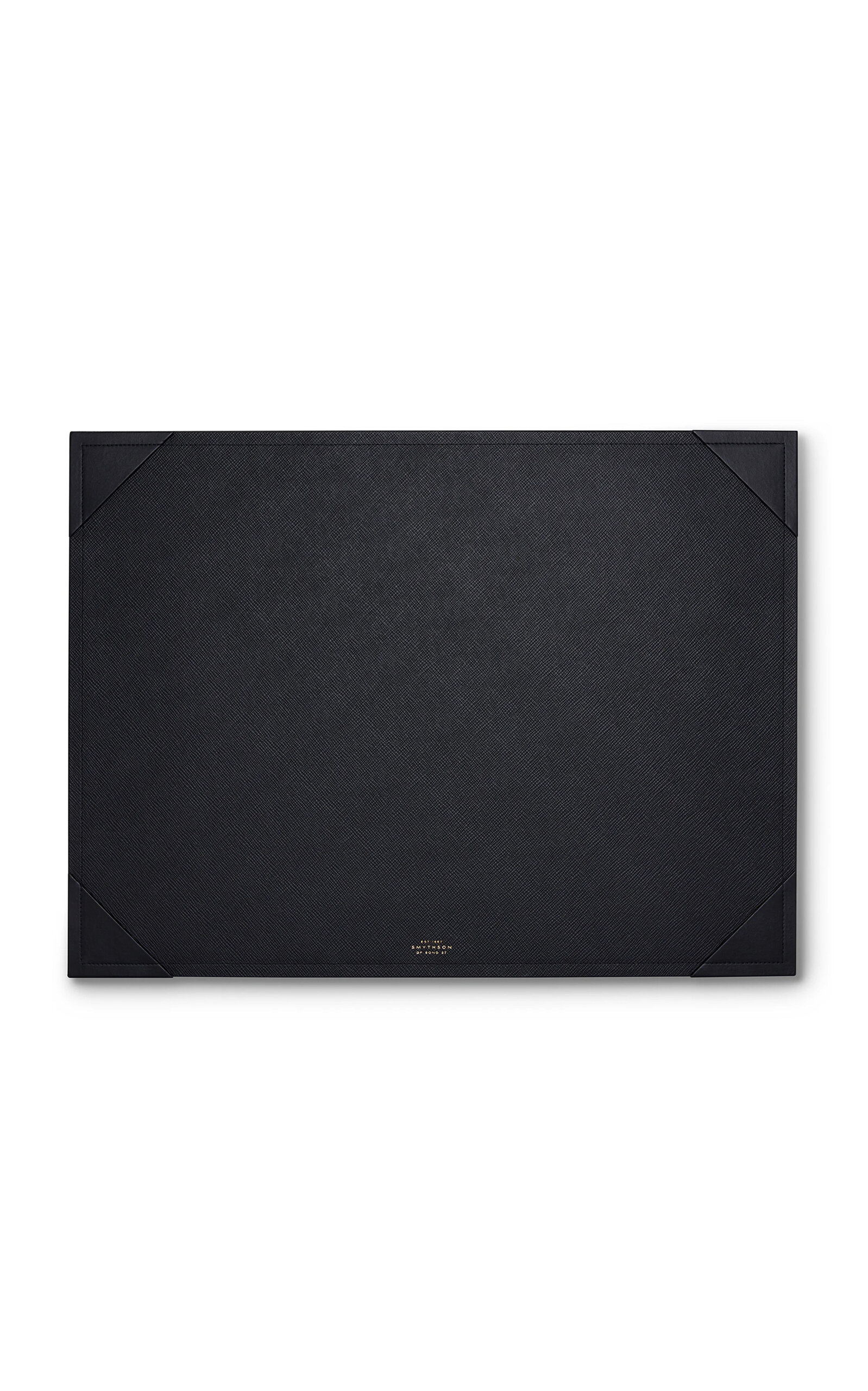 Smythson Panama Large Leather Desk Mat In Black