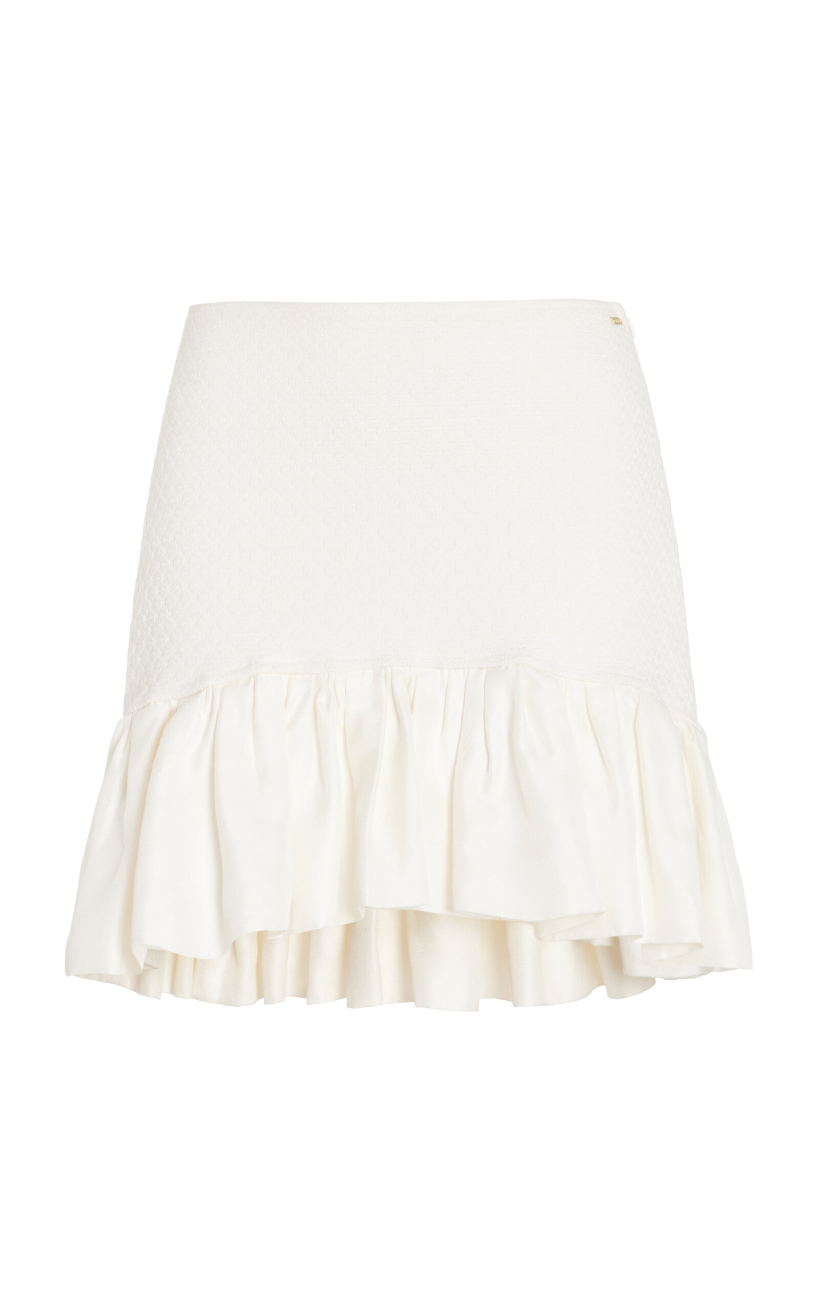 Francoise Exclusive Josephine Ruffled Deadstock Jersey Mini Skirt In Off-white