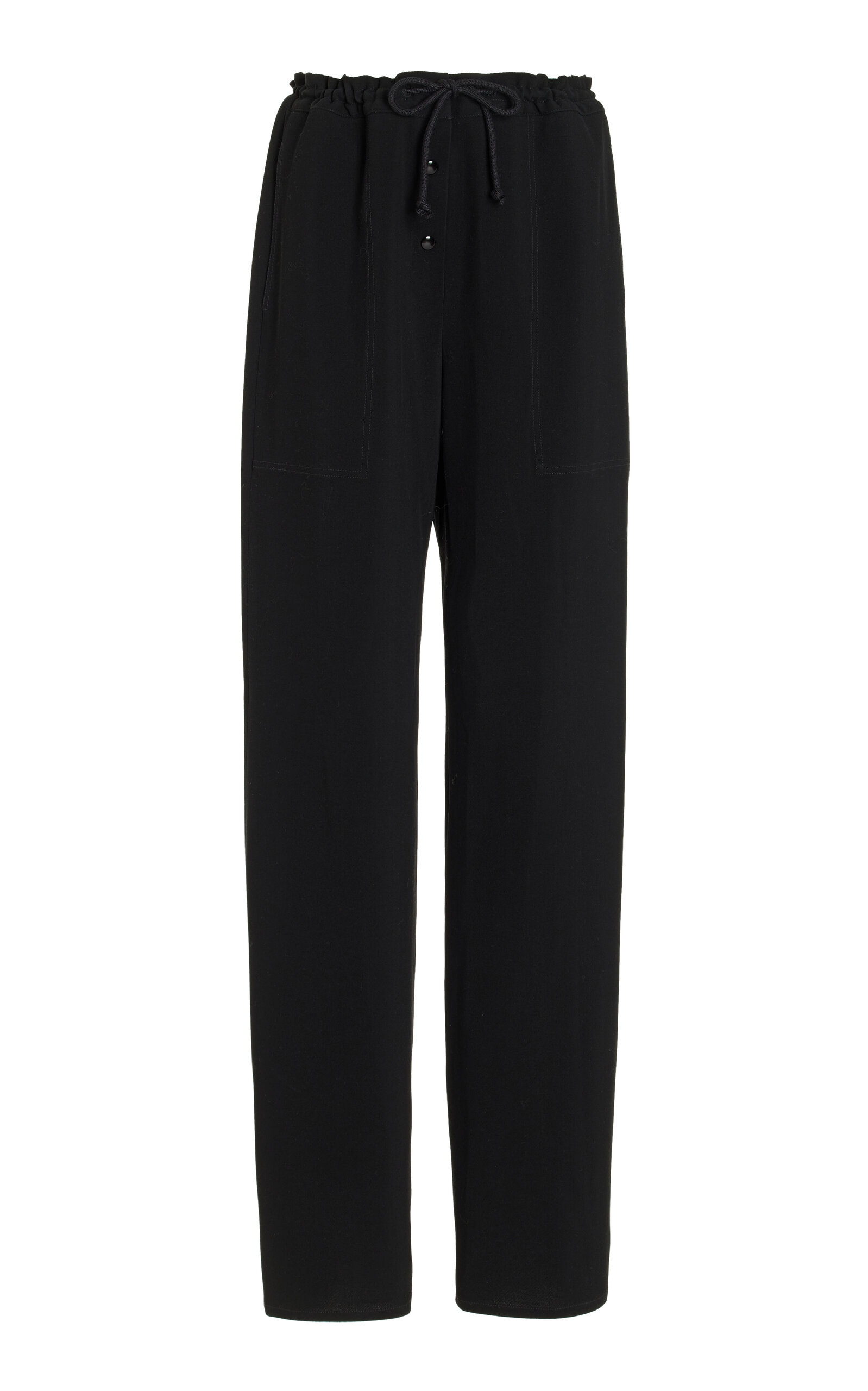 Shop The Row Bonnette Drawstring Wool-blend Straight-leg Pants In Black