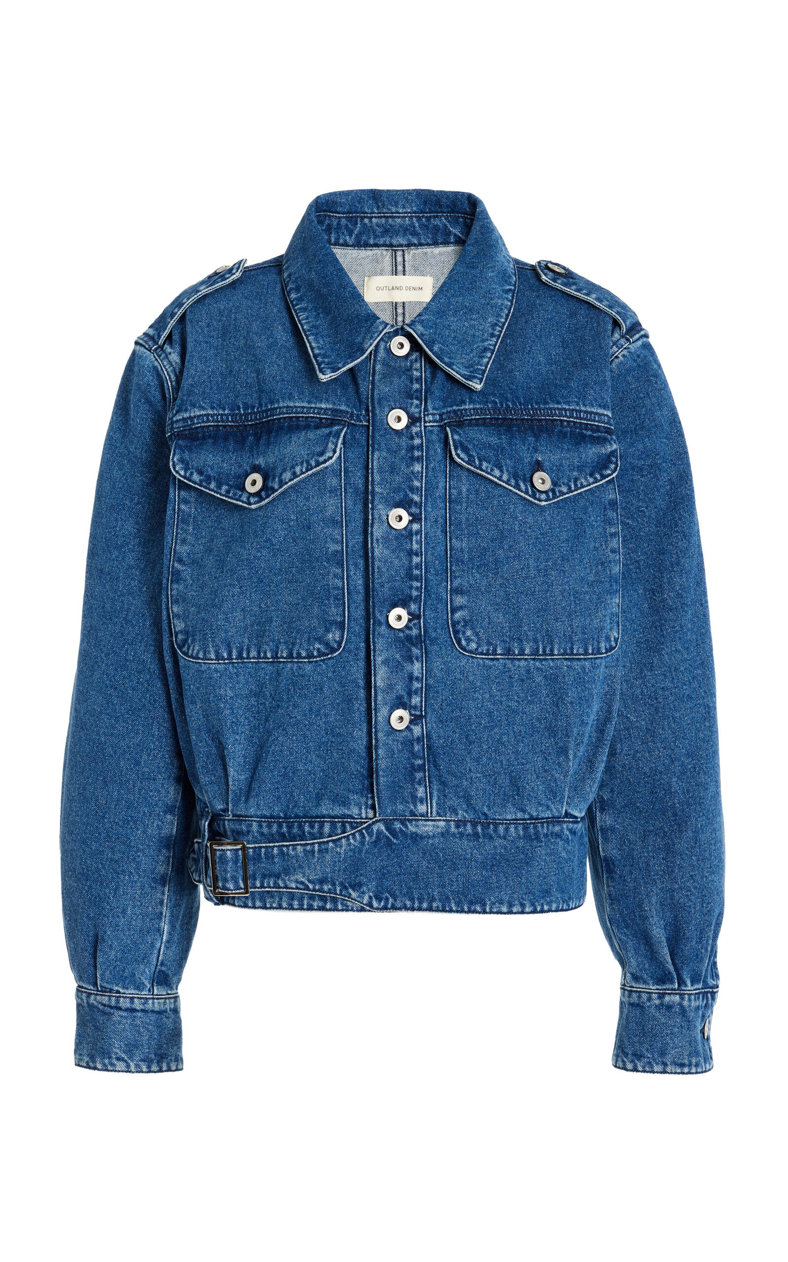 Shop Outland Denim Sawyer Denim Bomber Jacket In Blue