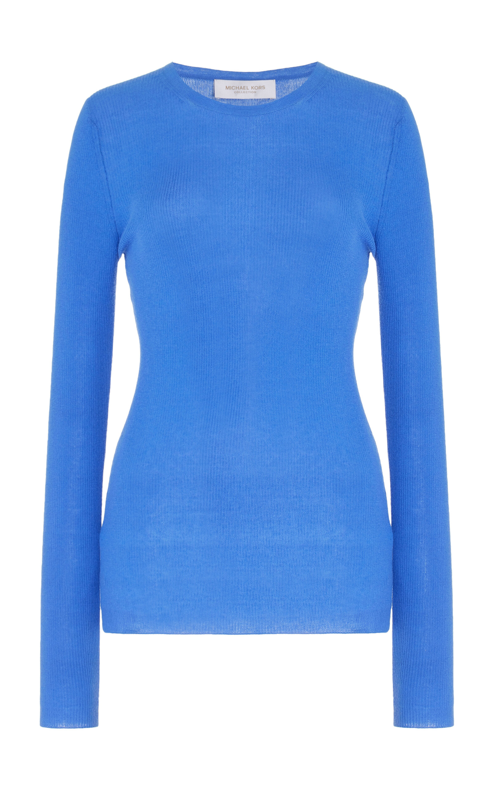 Shop Michael Kors Ribbed-knit Cashmere Sweater In Blue