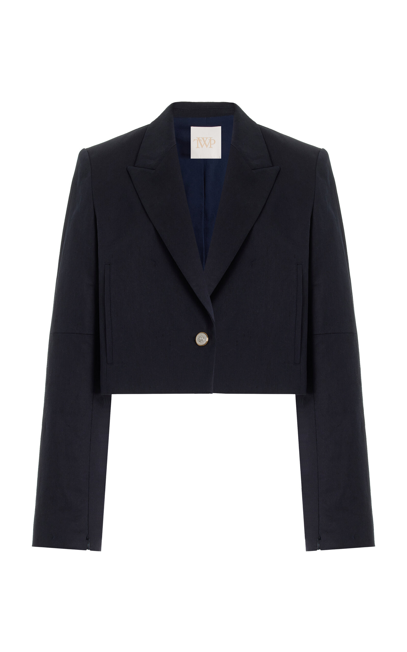 Shop Twp My Former Better Half Cropped Jacket In Navy