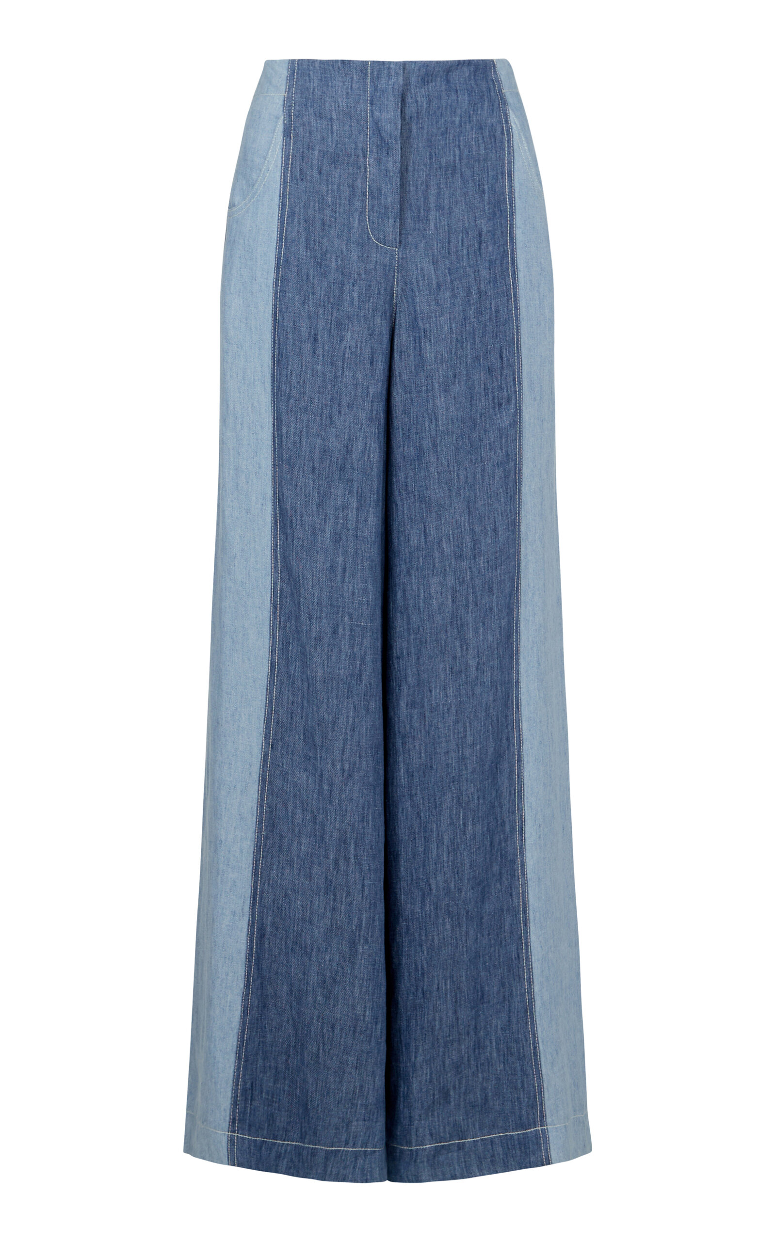 Shop Twp Demie Hemp High-rise Flared-leg Jeans In Blue